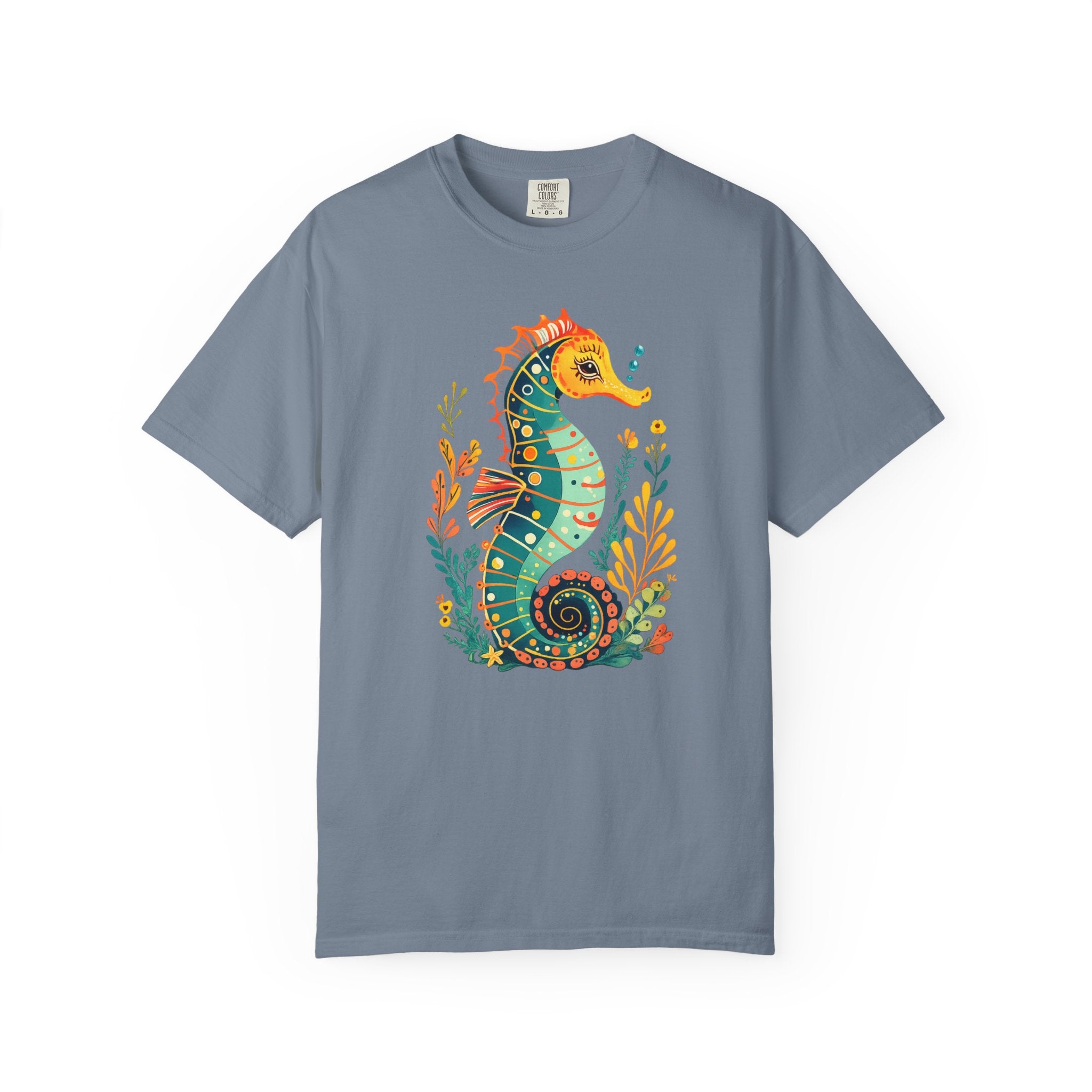 Seahorse Floral T-Shirt — Colorful Ocean Illustration Tee