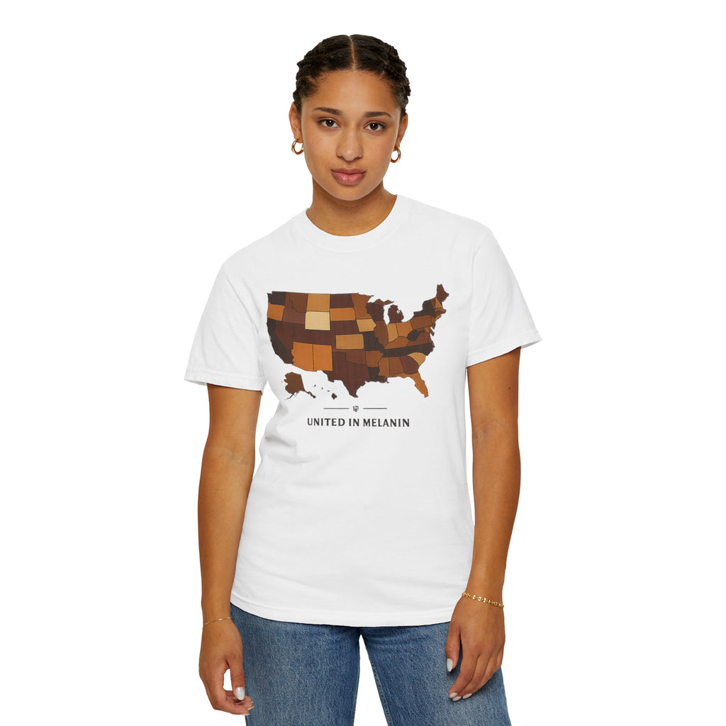 United in Melanin T-Shirt — Brown Shades USA Map Pride Tee