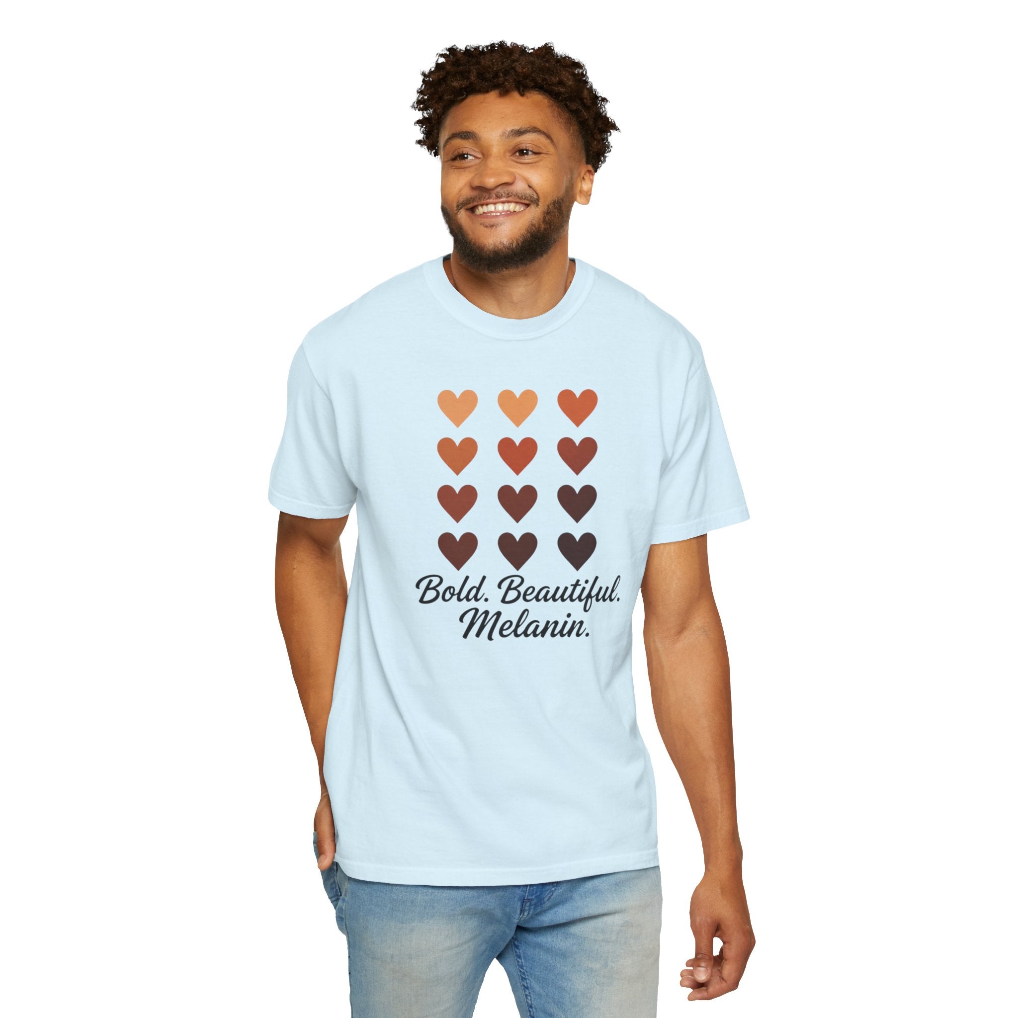 Bold Beautiful Melanin Hearts Tee