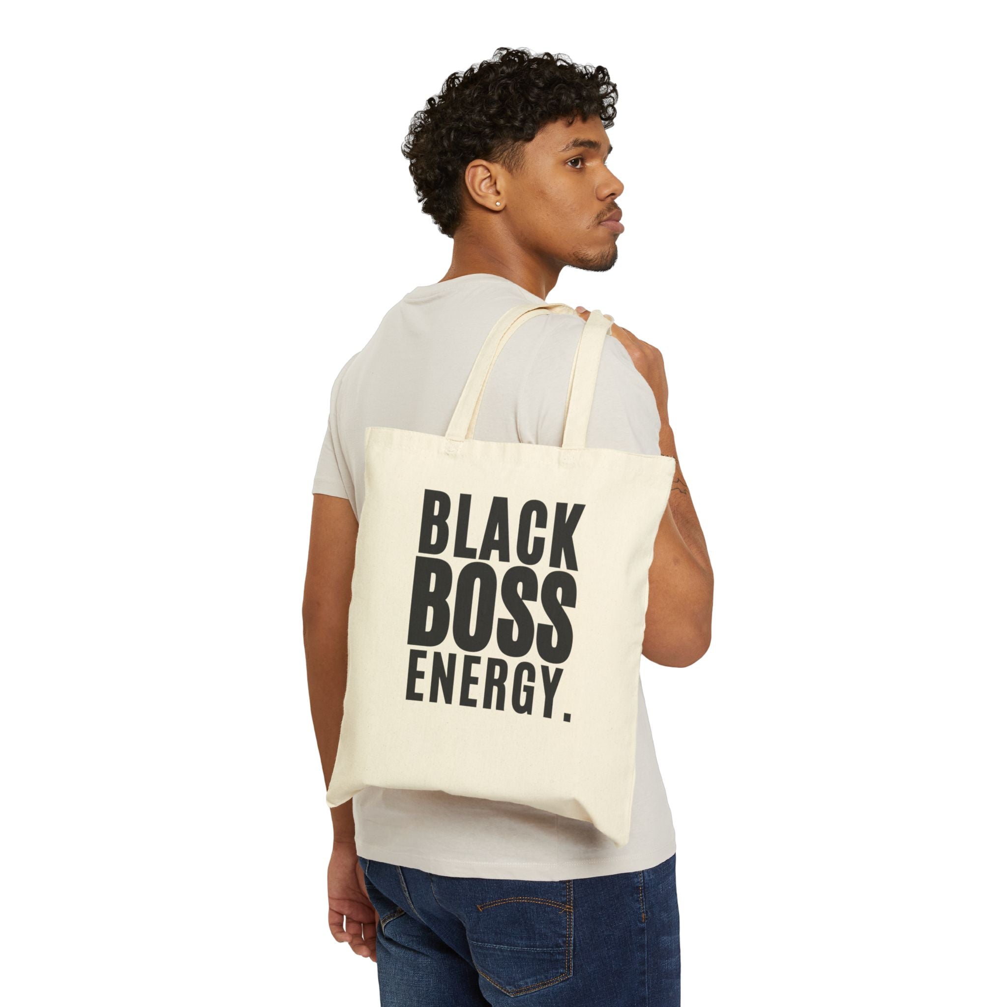 Tote Bag — "Black Boss Energy" Cotton Canvas Tote (Empowerment Gift)