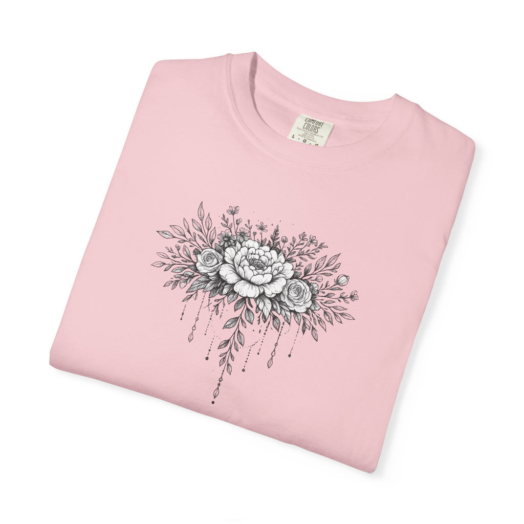 Floral Sketch T-Shirt — Vintage Black Rose Illustration