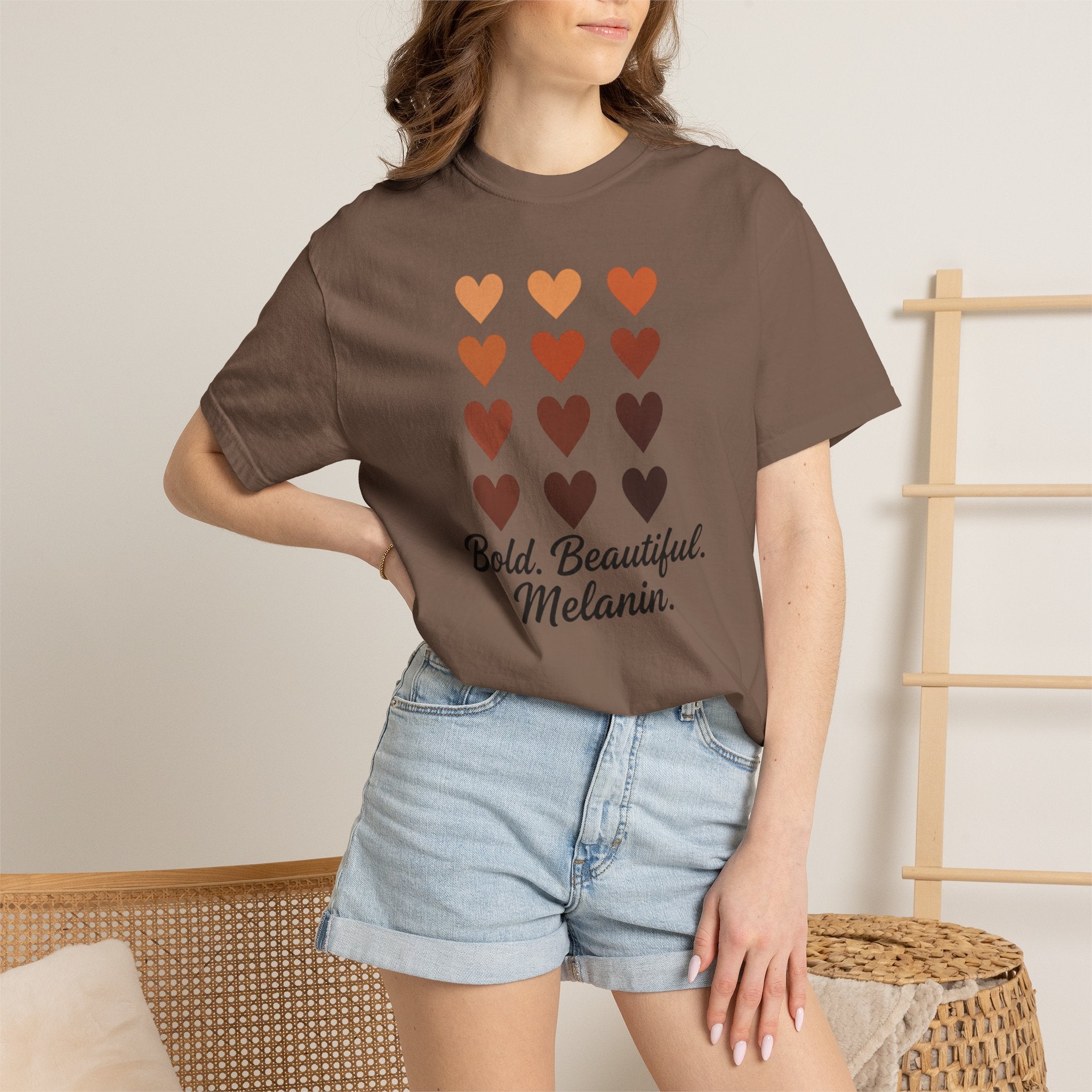 Bold Beautiful Melanin Hearts Tee