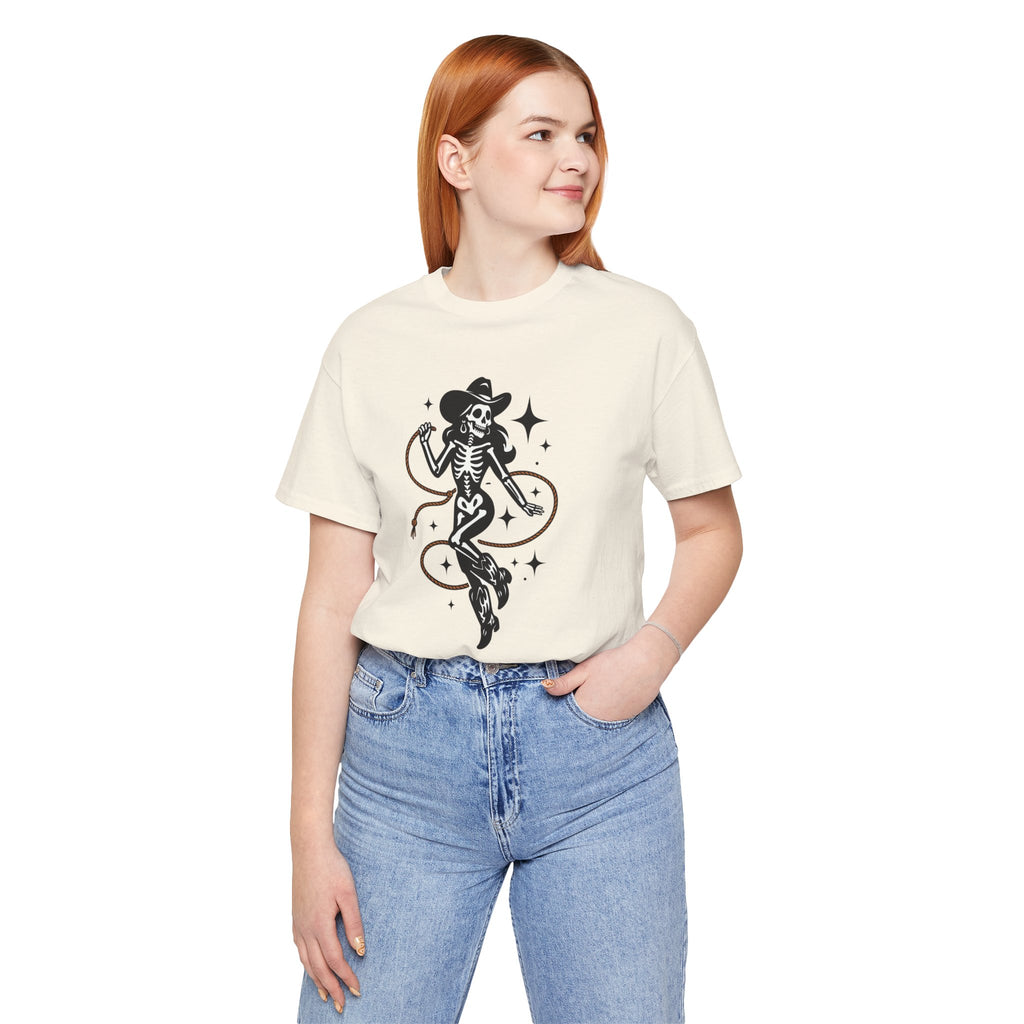 Cowgirl Skeleton Graphic Tee — Western Cowboy Skull Tee