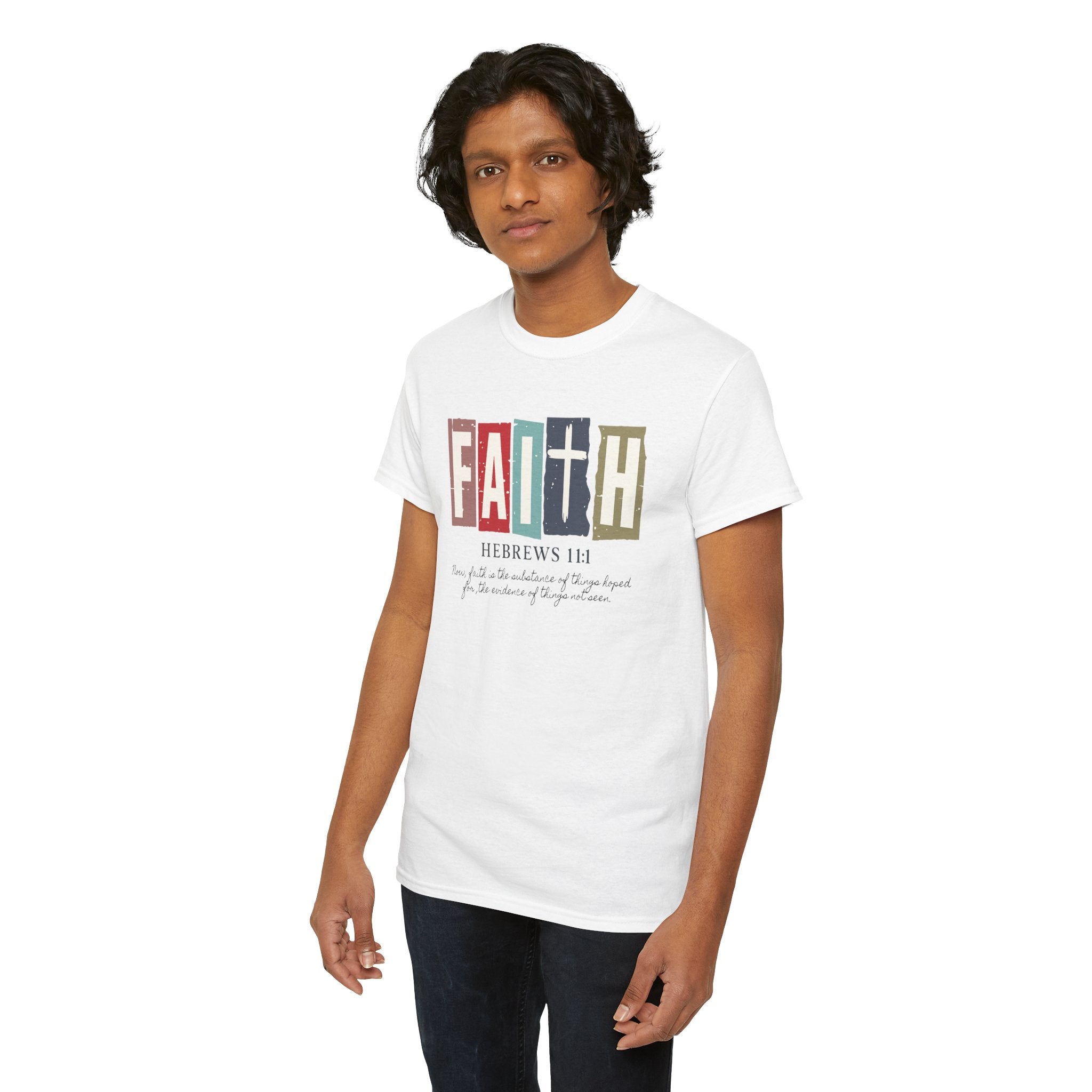 Funky Christian Tee - Colorful FAITH Design - Hebrews 11:1