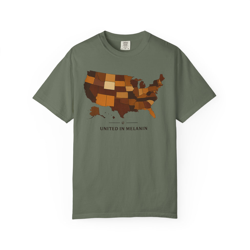United in Melanin T-Shirt — Brown Shades USA Map Pride Tee