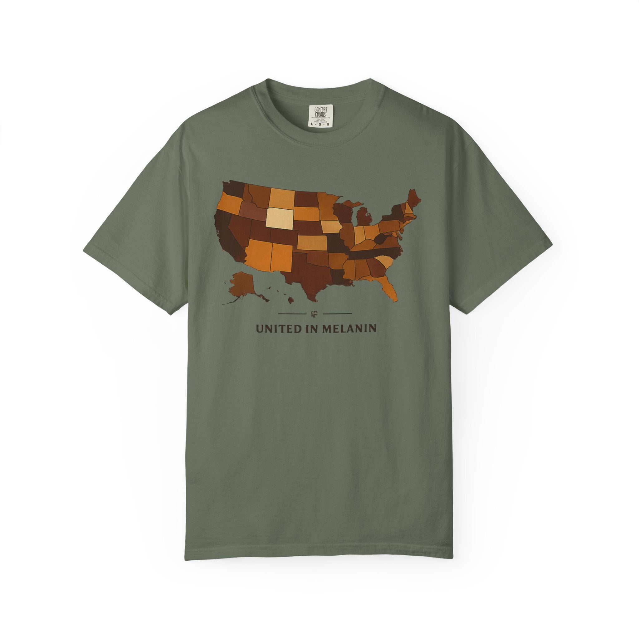 United in Melanin T-Shirt — Brown Shades USA Map Pride Tee