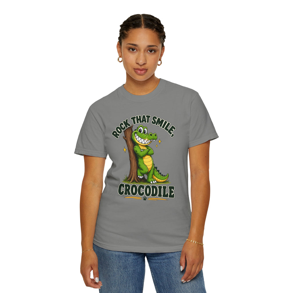Rock That Smile Crocodile Adult Tee – Fun Graphic Crocodile Shirt