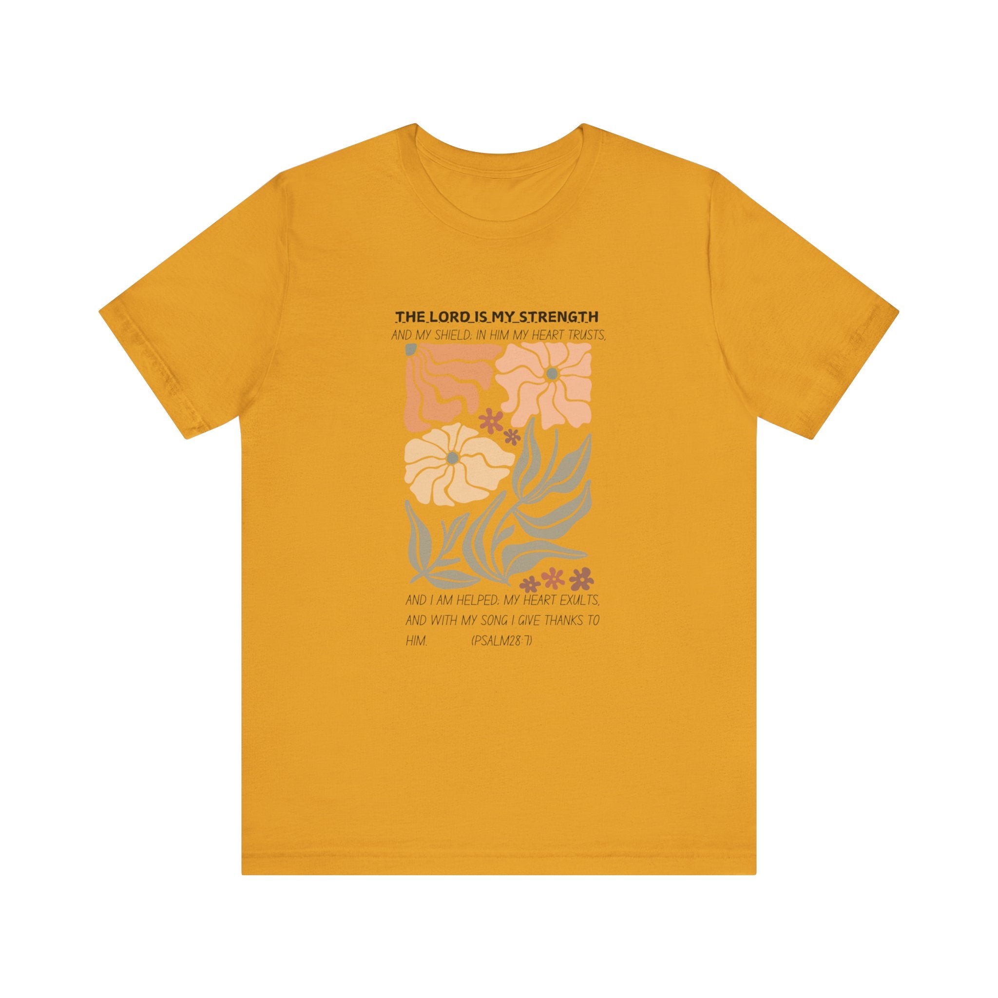 Boho Retro Flower T-shirt with Psalm 28:7 Tee