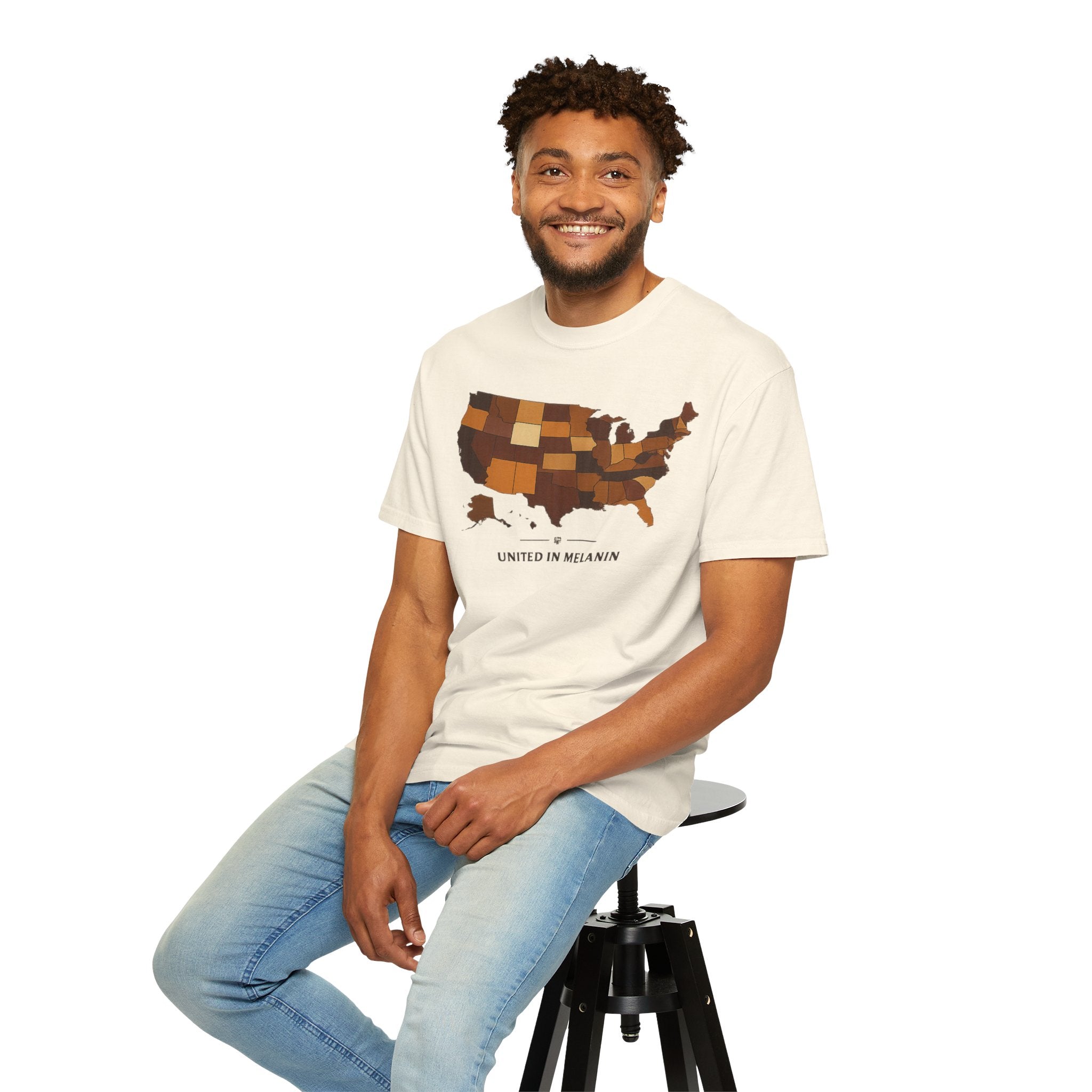 United in Melanin T-Shirt — Brown Shades USA Map Pride Tee