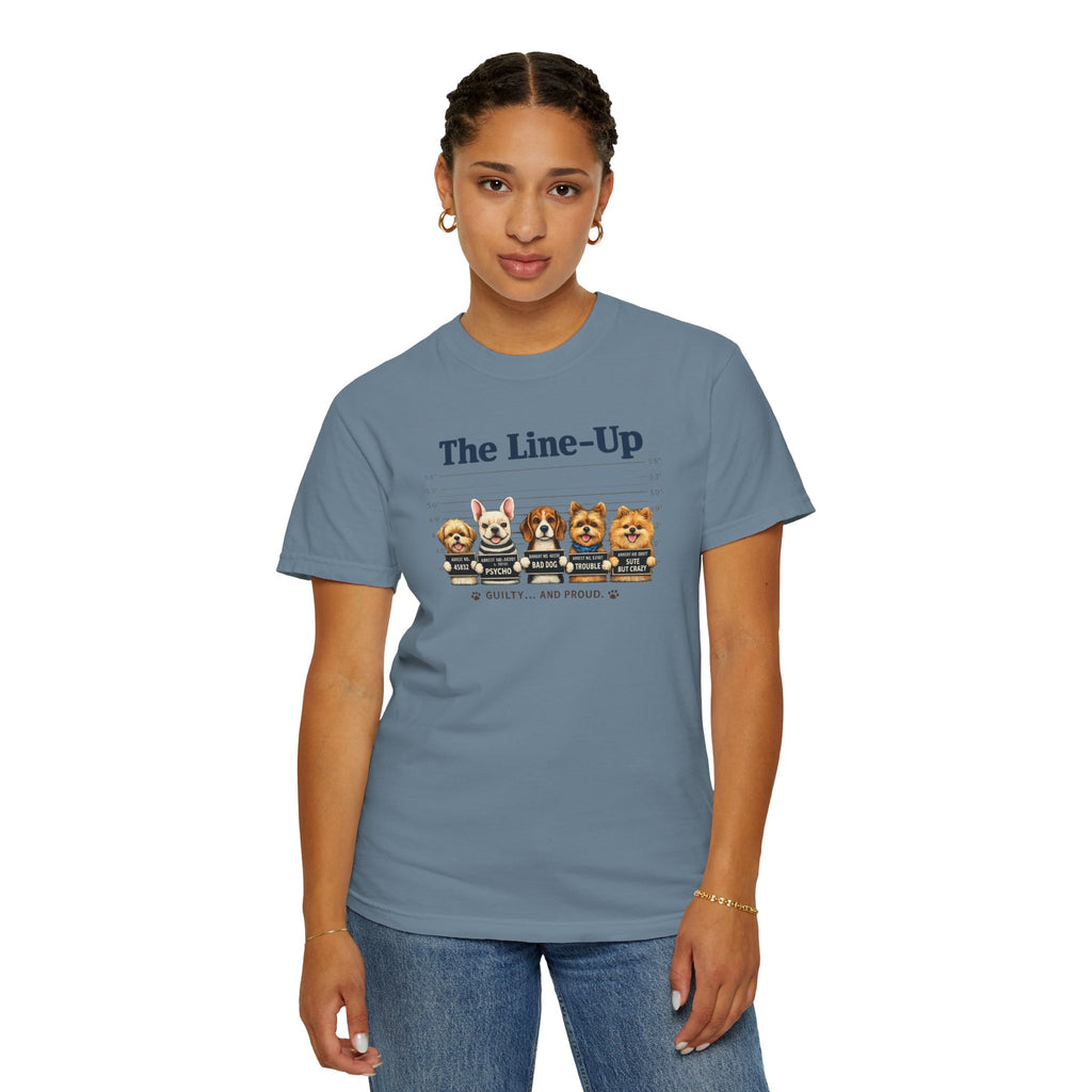 The Line-Up Cute Dog Mugshot T-Shirt — "Guilty and Adorable"