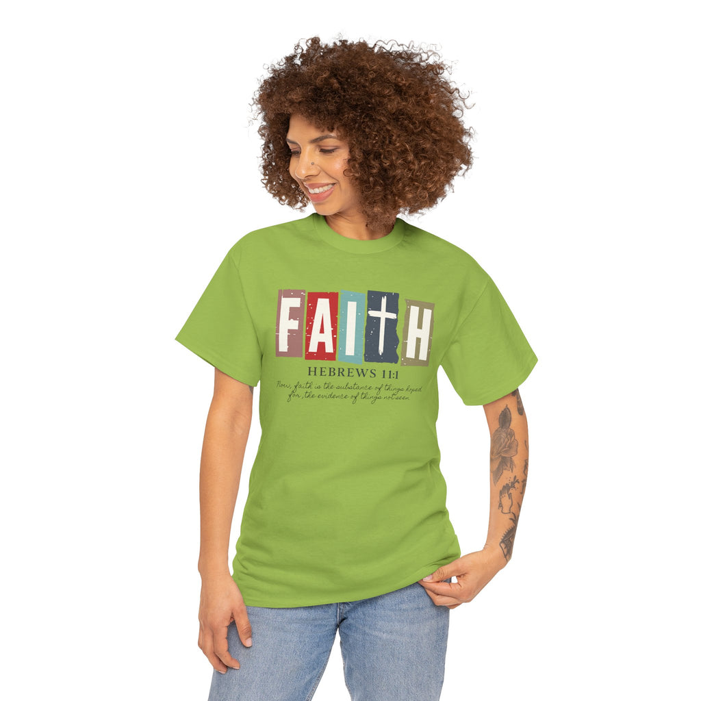 Funky Christian Tee - Colorful FAITH Design - Hebrews 11:1