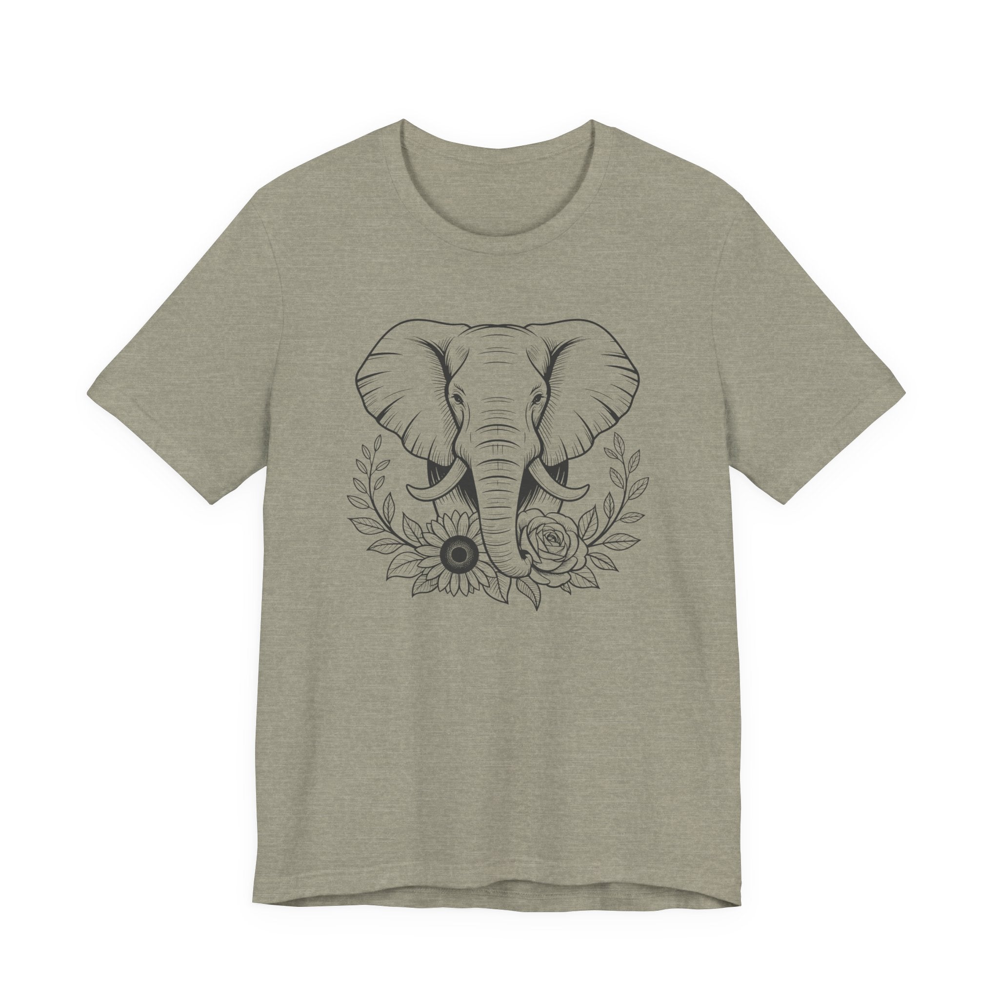 Elephant & Floral Strength T-Shirt — "Strength Meets Beauty"