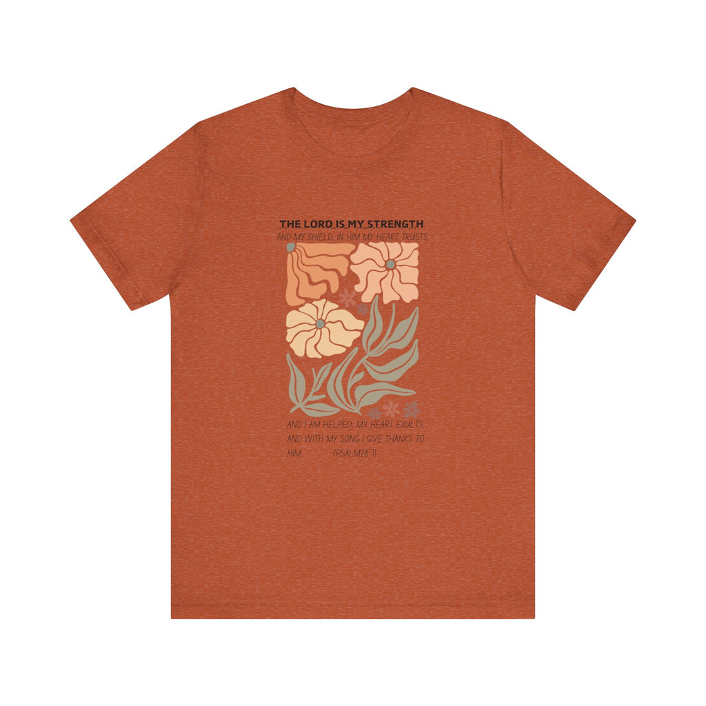 Boho Retro Flower T-shirt with Psalm 28:7 Tee
