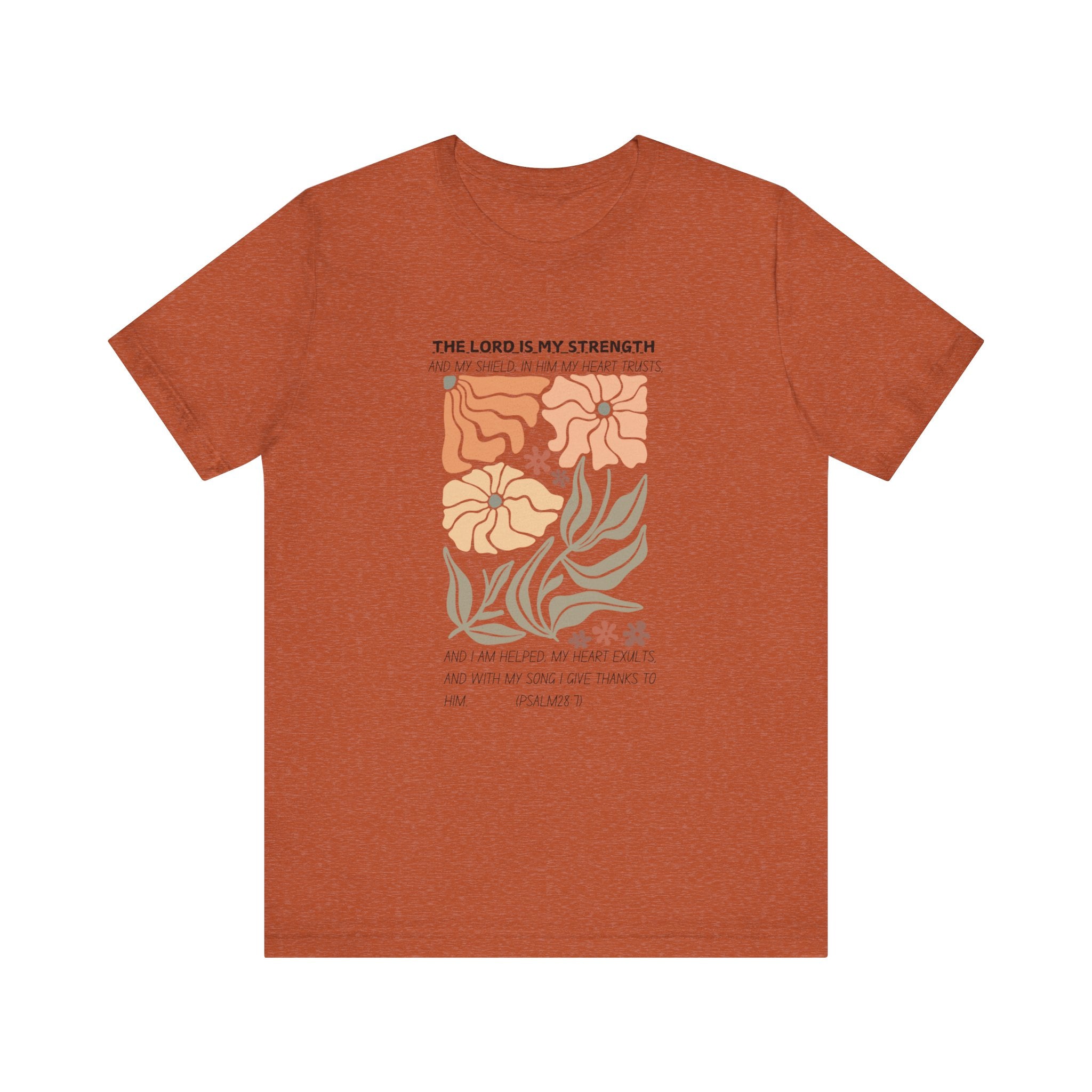 Boho Retro Flower T-shirt with Psalm 28:7 Tee