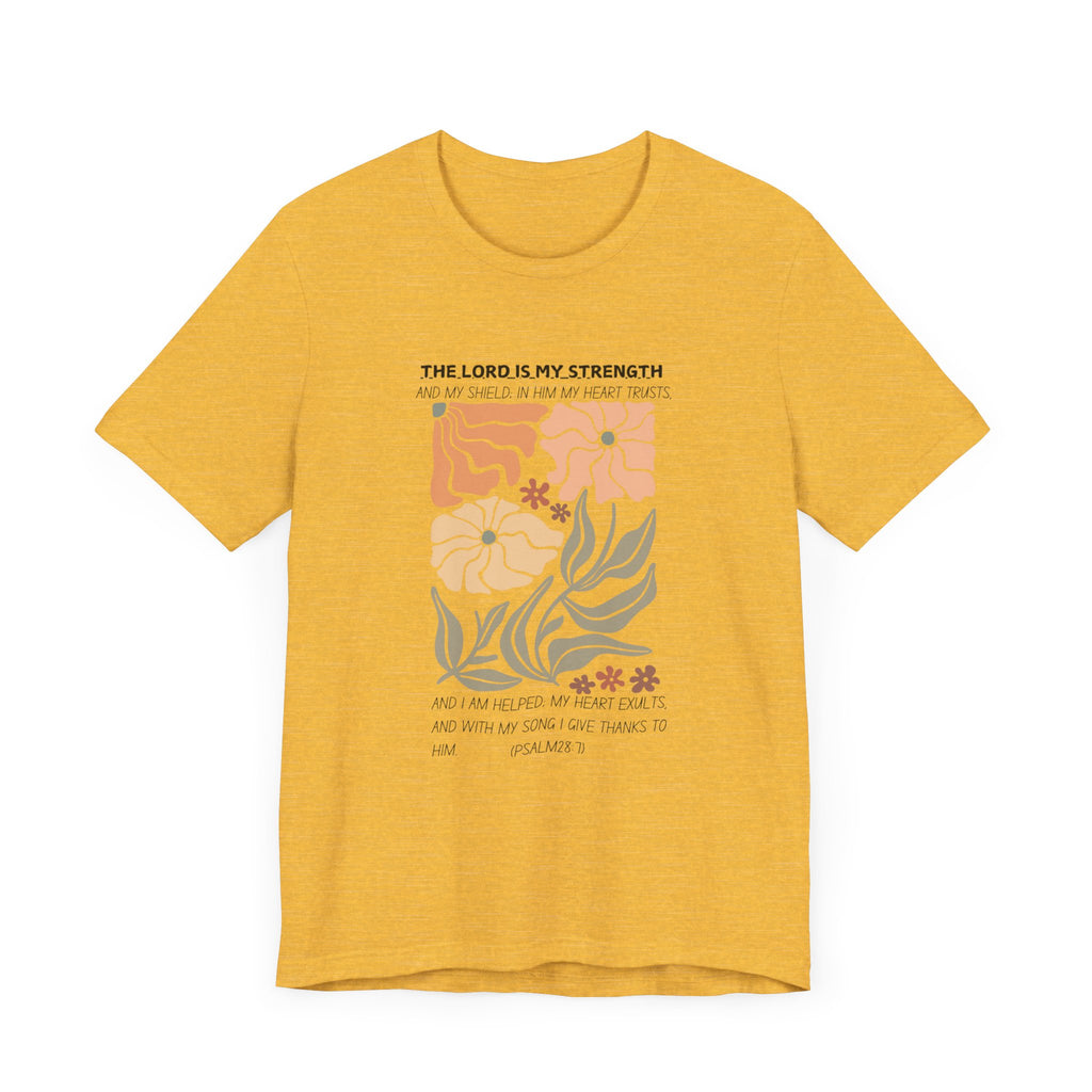 Boho Retro Flower T-shirt with Psalm 28:7 Tee