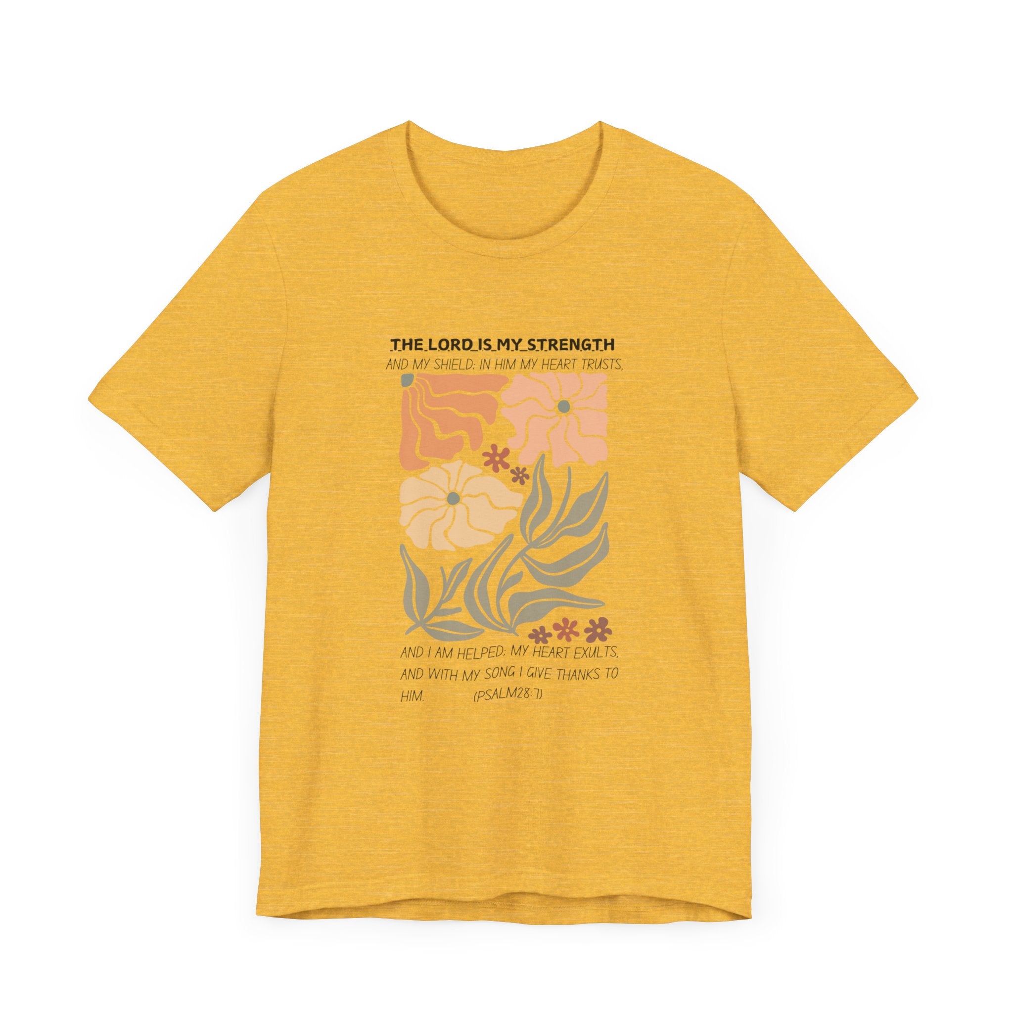 Boho Retro Flower T-shirt with Psalm 28:7 Tee