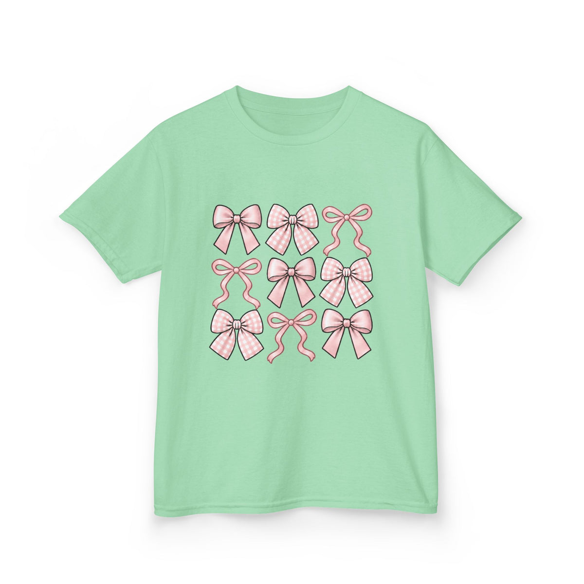Pretty in Bows Girls’ Tee – Pink Ribbon Grid Shirt