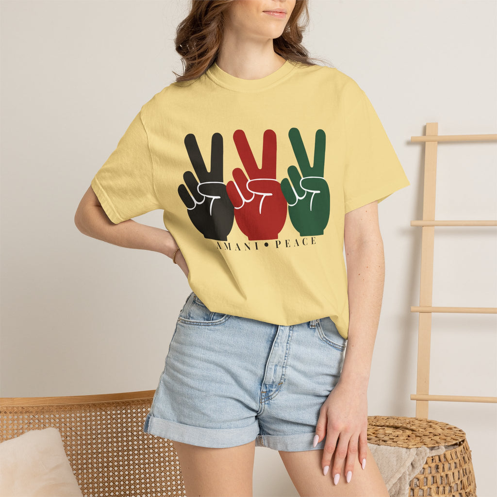 Peace Sign Trio T-Shirt — Black Red Green Retro Vibes