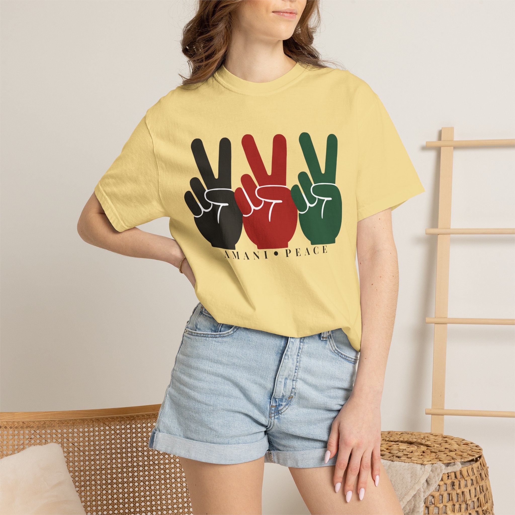 Peace Sign Trio T-Shirt — Black Red Green Retro Vibes