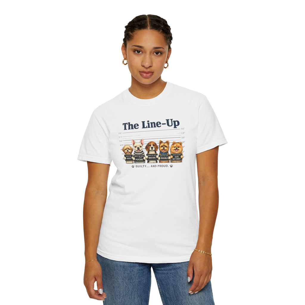 The Line-Up Cute Dog Mugshot T-Shirt — "Guilty and Adorable"