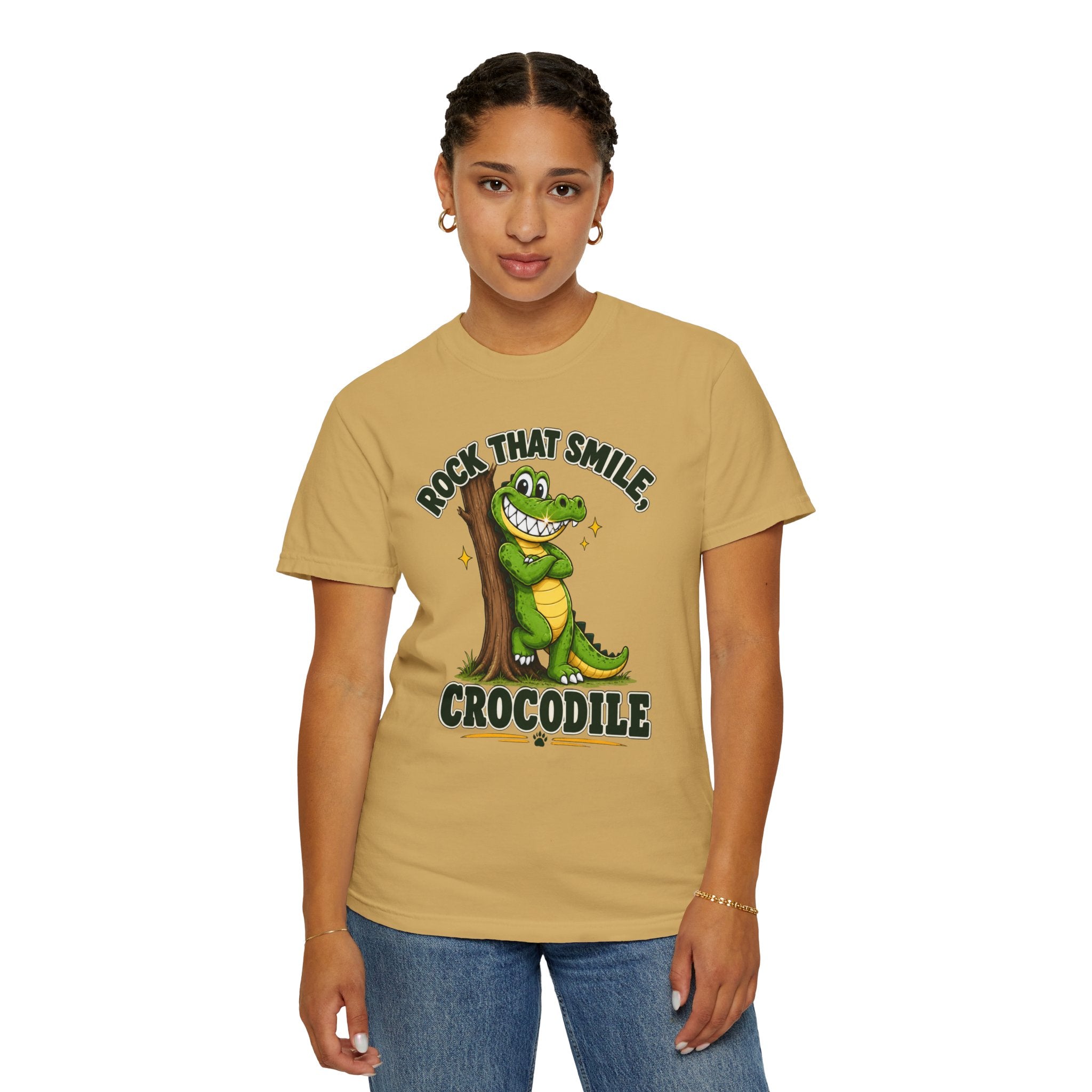 Rock That Smile Crocodile Adult Tee – Fun Graphic Crocodile Shirt