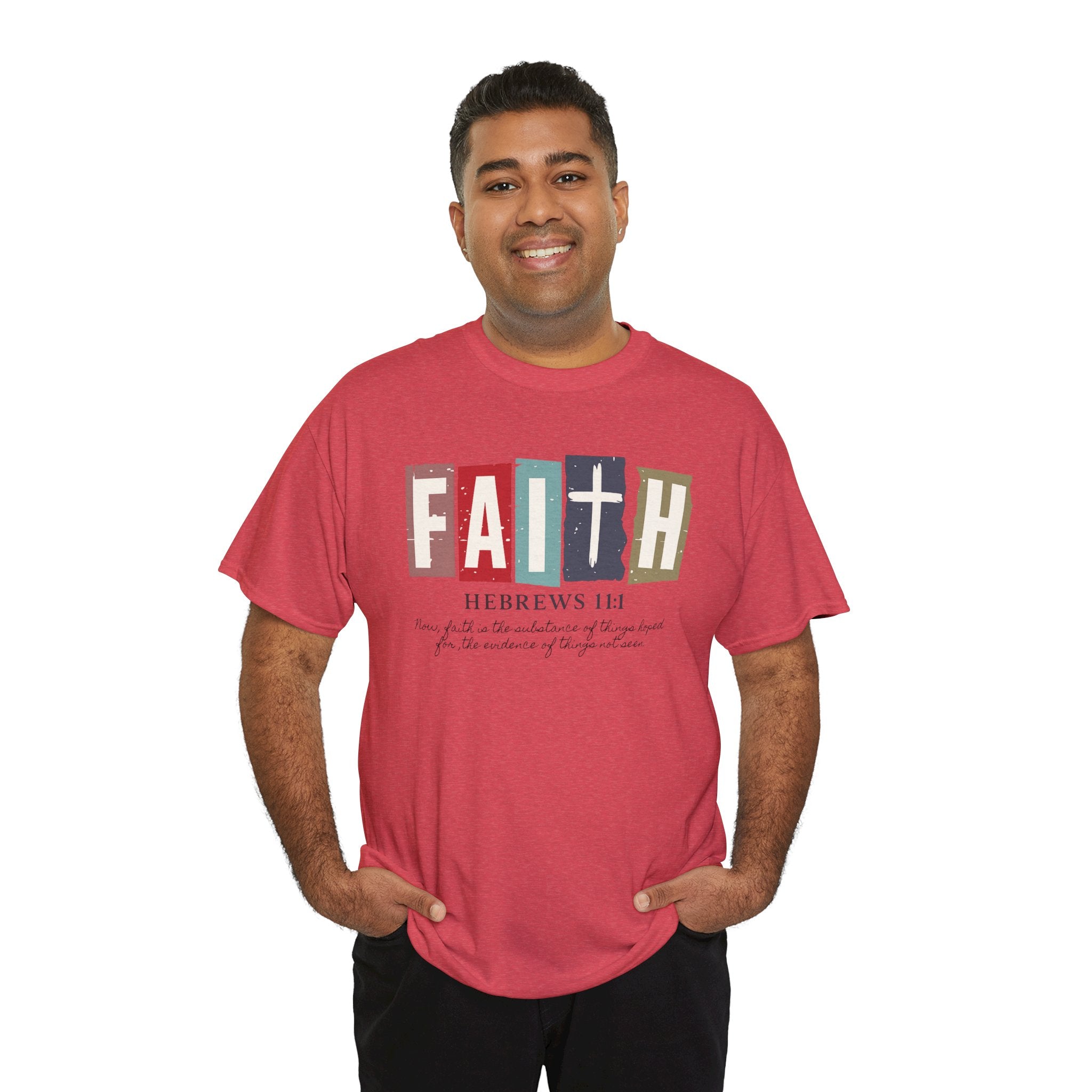 Funky Christian Tee - Colorful FAITH Design - Hebrews 11:1