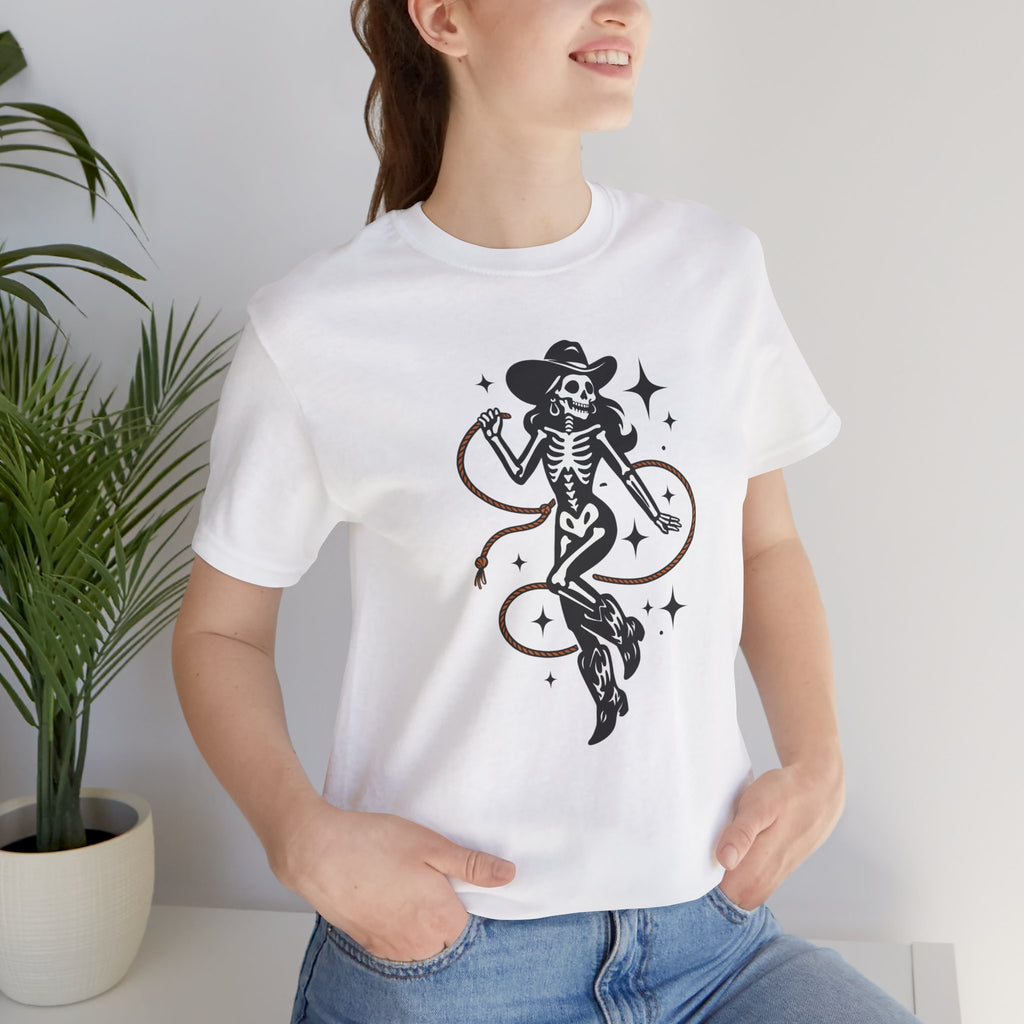 Cowgirl Skeleton Graphic Tee — Western Cowboy Skull Tee