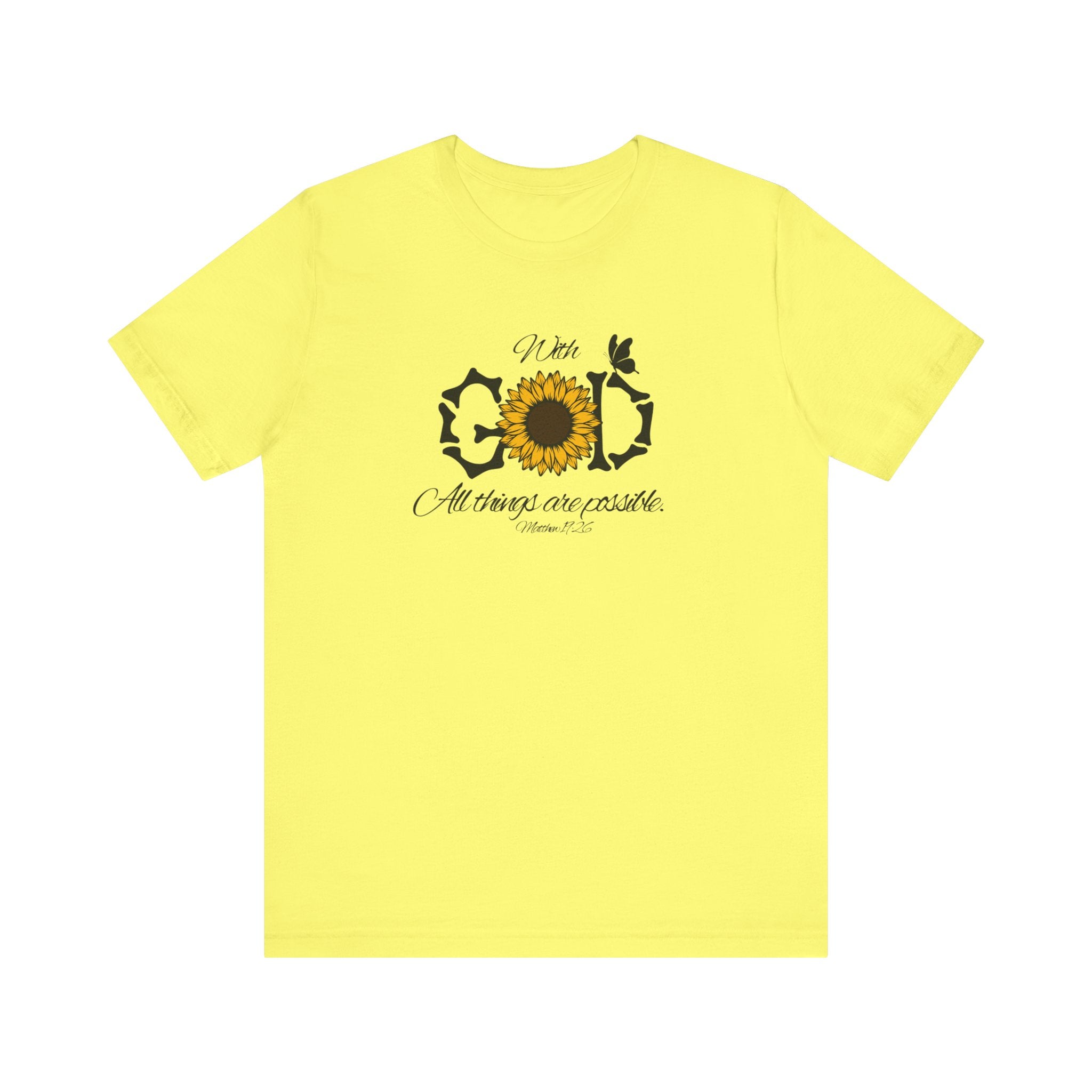 With God, All Things Are Possible with Daisy design: Scripture T-shirt