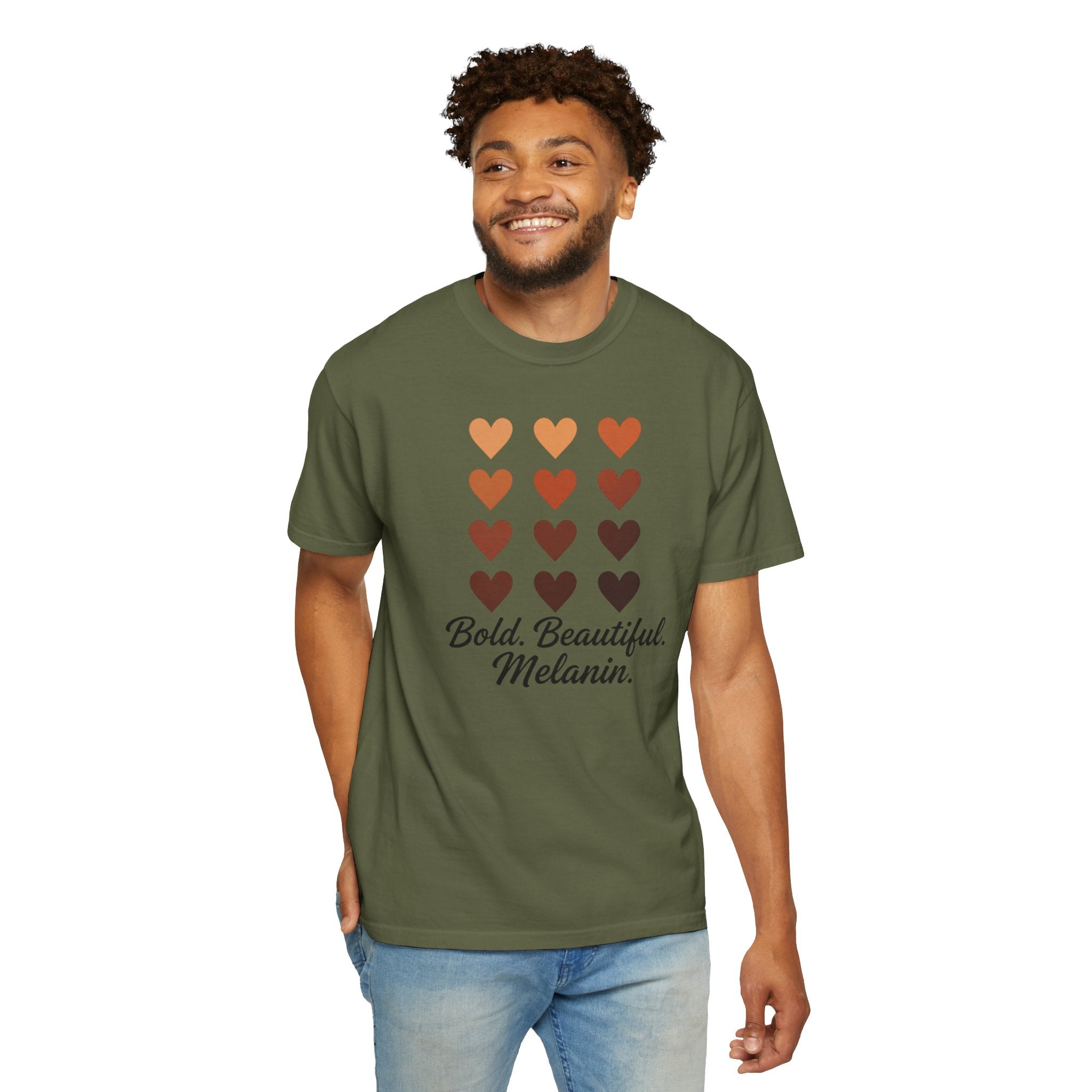 Bold Beautiful Melanin Hearts Tee
