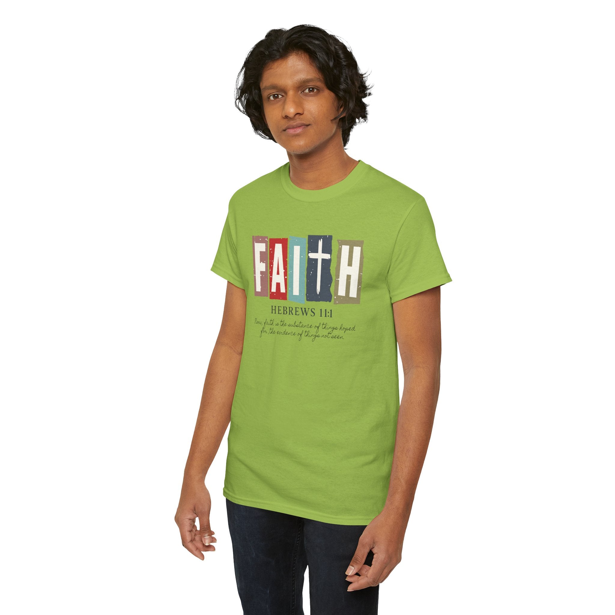 Funky Christian Tee - Colorful FAITH Design - Hebrews 11:1