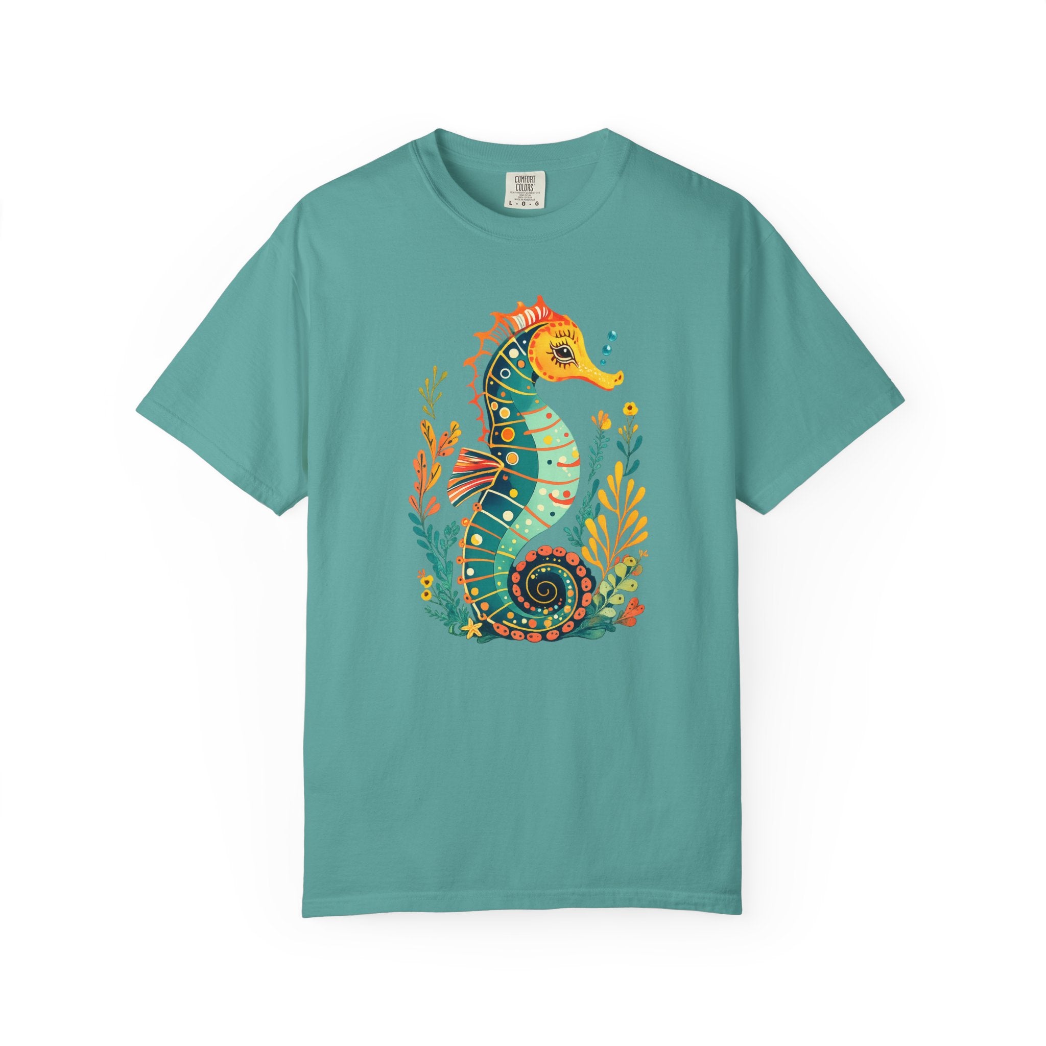 Seahorse Floral T-Shirt — Colorful Ocean Illustration Tee