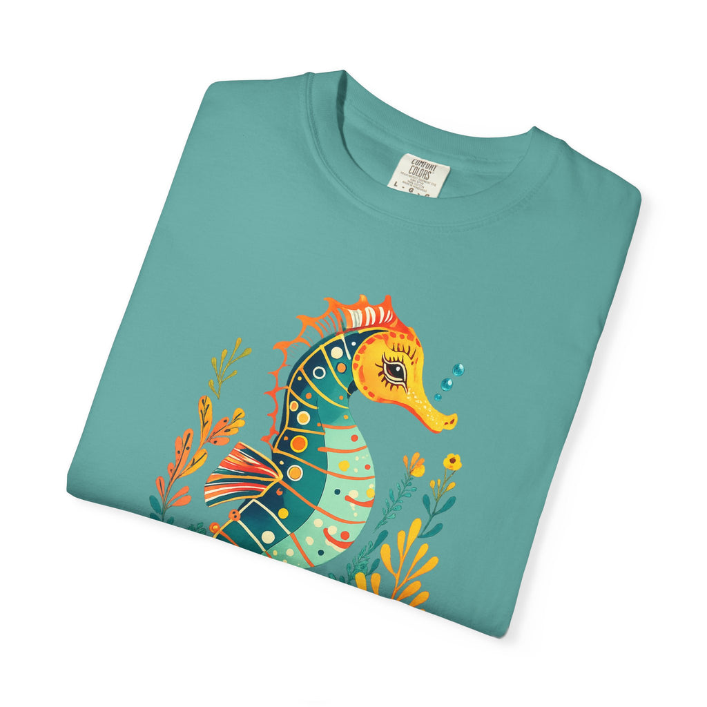 Seahorse Floral T-Shirt — Colorful Ocean Illustration Tee