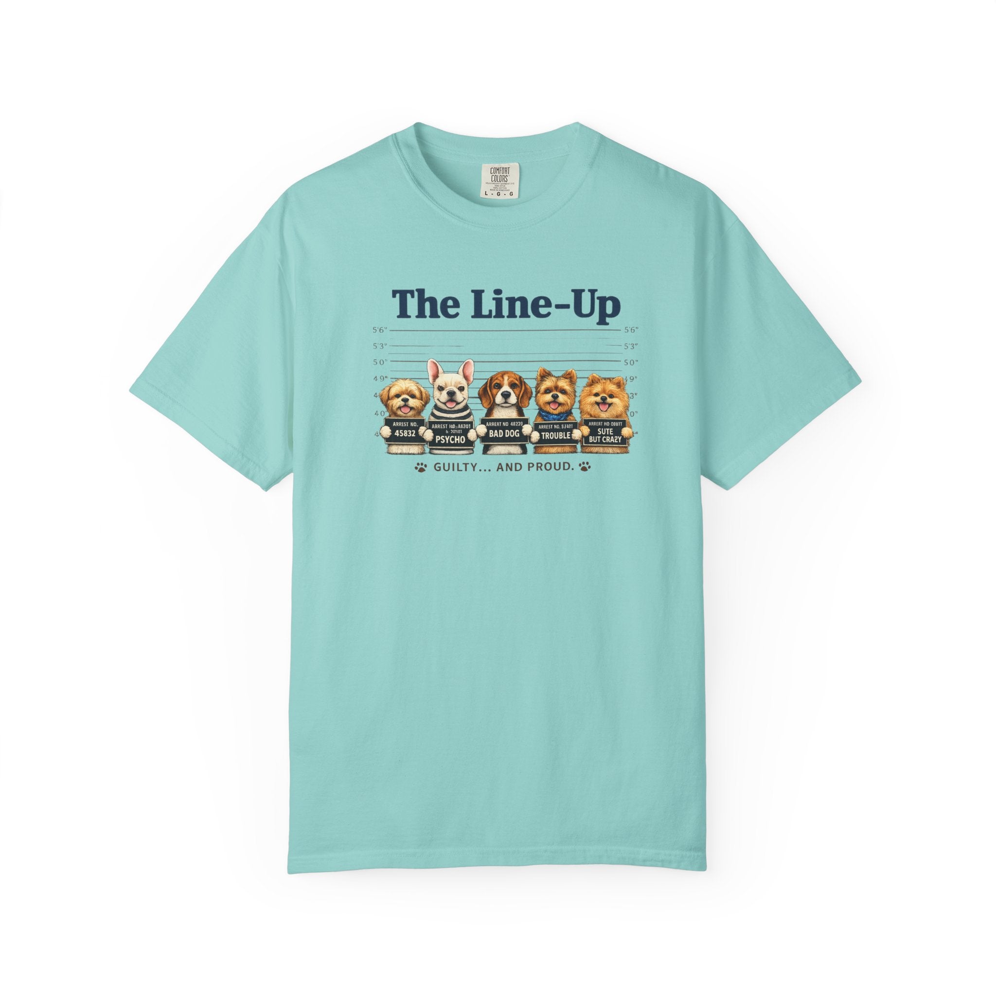 The Line-Up Cute Dog Mugshot T-Shirt — "Guilty and Adorable"