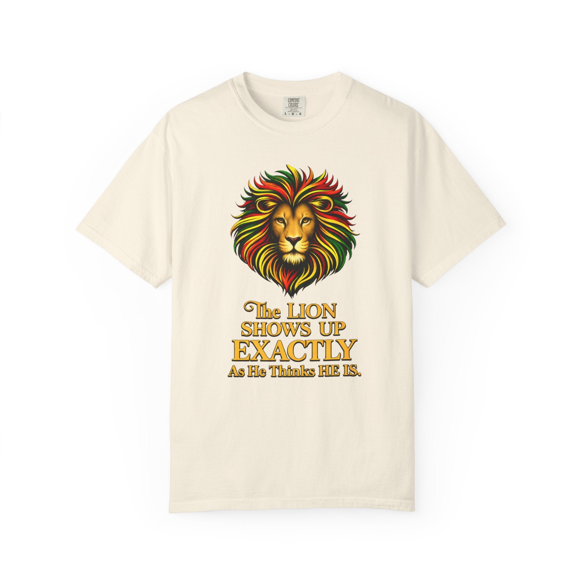 Lion T-Shirt — "The Lion Shows Up Exactly As He Thinks He Is" BLACK COLLECTION