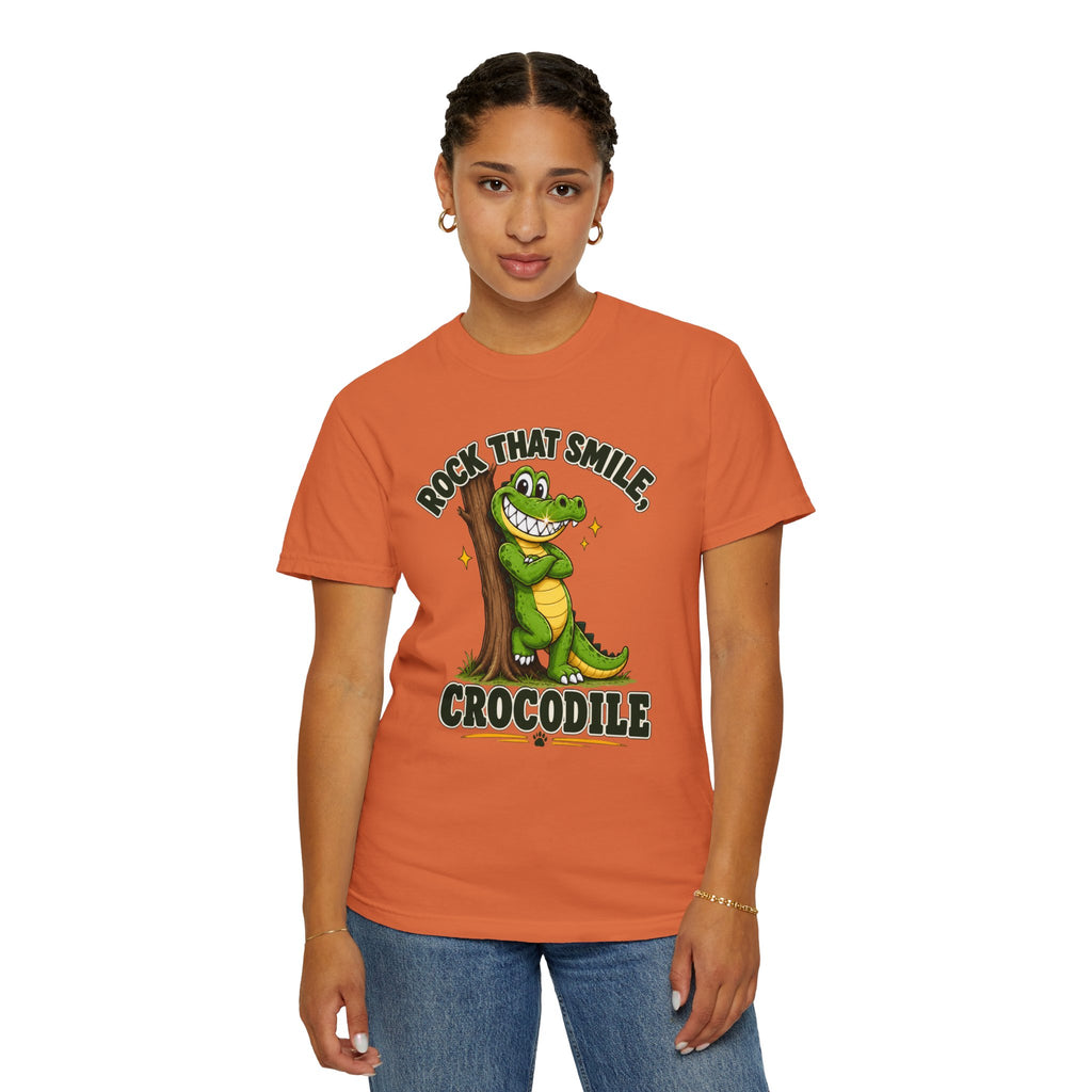 Rock That Smile Crocodile Adult Tee – Fun Graphic Crocodile Shirt