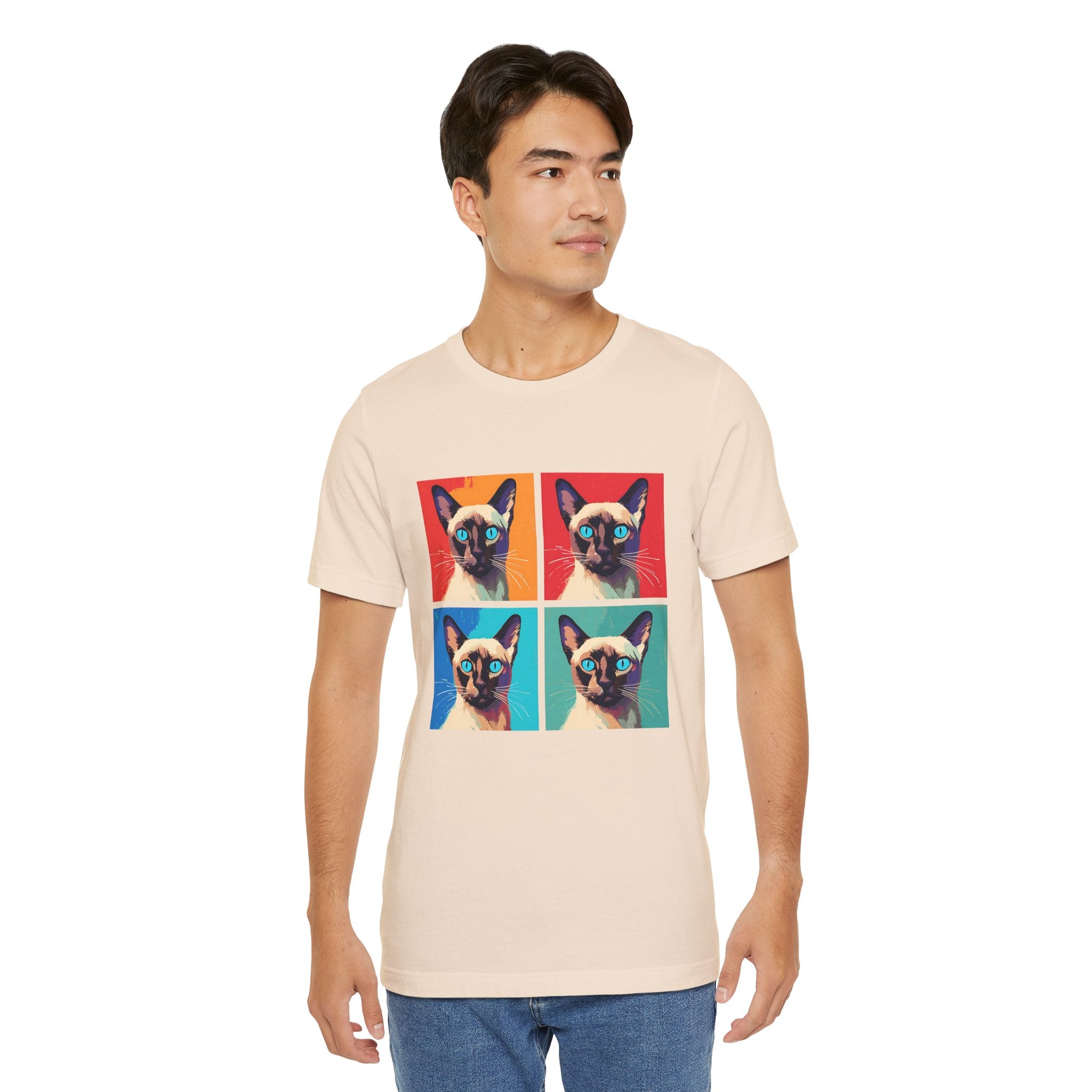 Colorful Siamese Cat Tee, Fun Graphic T-Shirt, Cat Lover Gift, Pop Art Style, Unique Animal Shirt, Casual Wear, Birthday Present