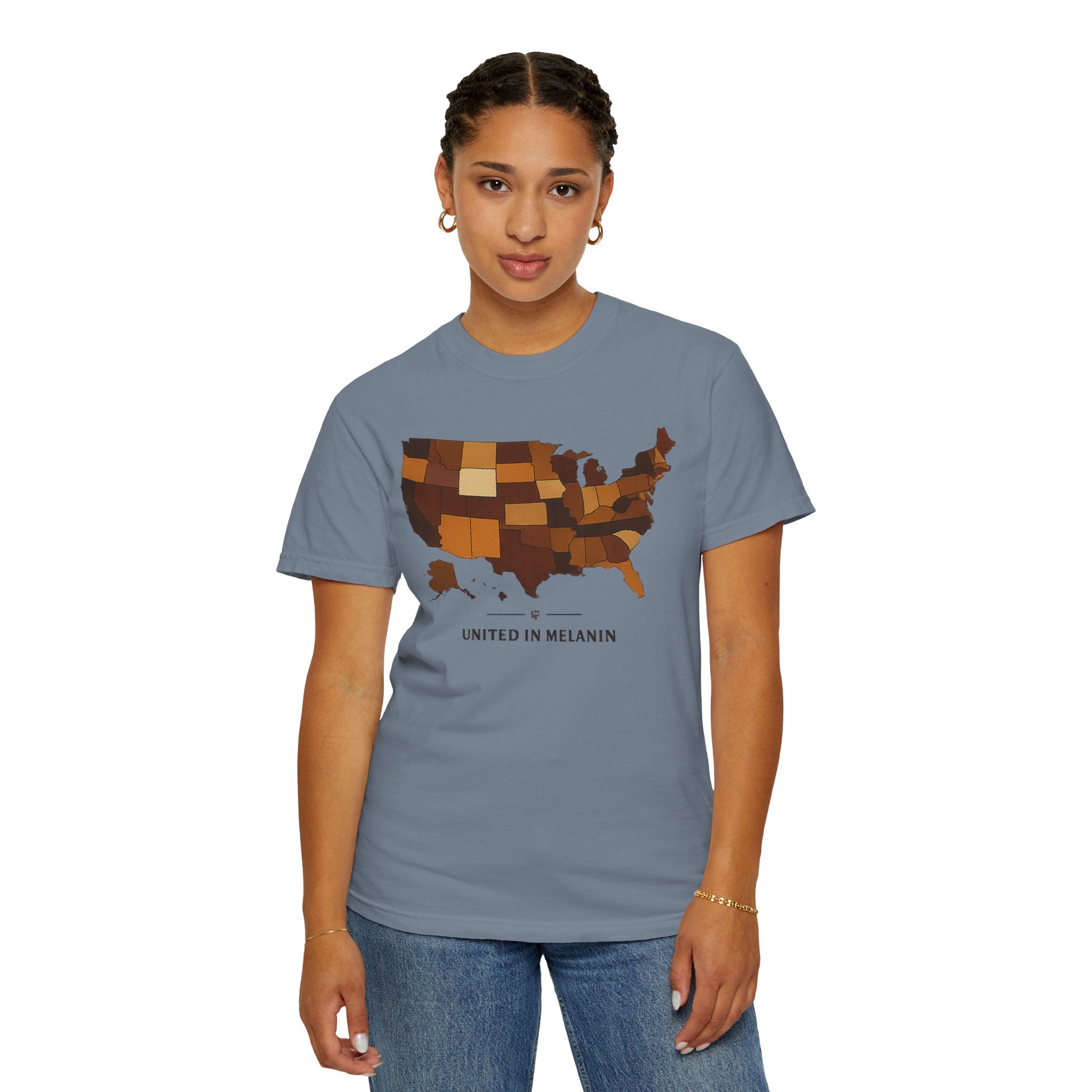 United in Melanin T-Shirt — Brown Shades USA Map Pride Tee