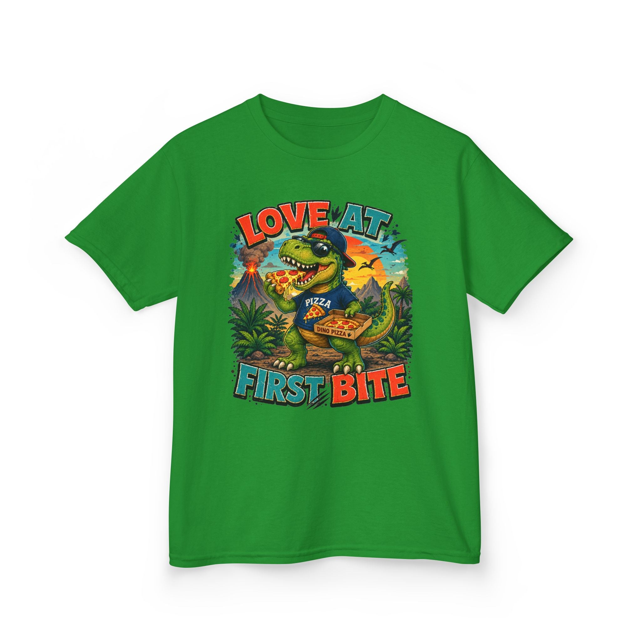 Love at First Bite Dinosaur Pizza Kids T-Shirt
