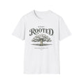 Stay Rooted Tree T-Shirt — Colossians 2:7 Scripture Tee