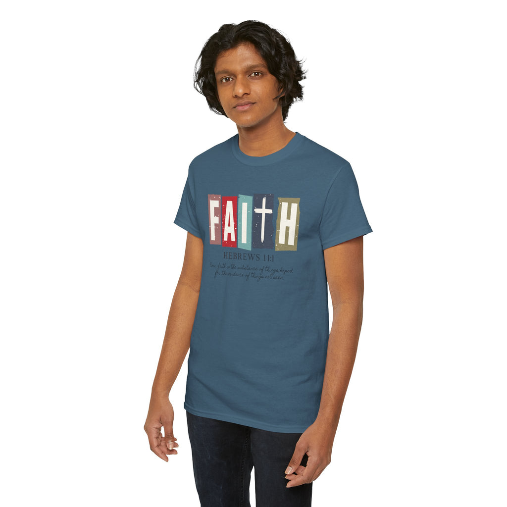 Funky Christian Tee - Colorful FAITH Design - Hebrews 11:1