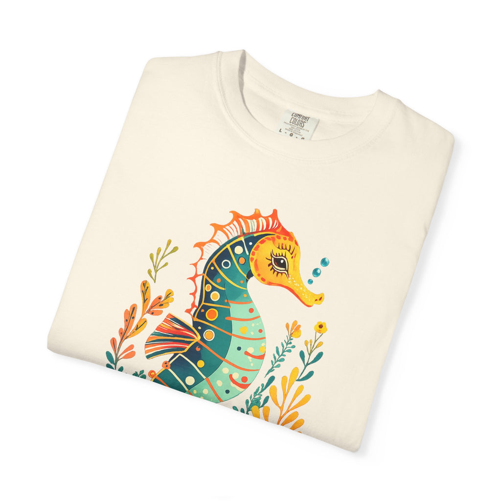 Seahorse Floral T-Shirt — Colorful Ocean Illustration Tee