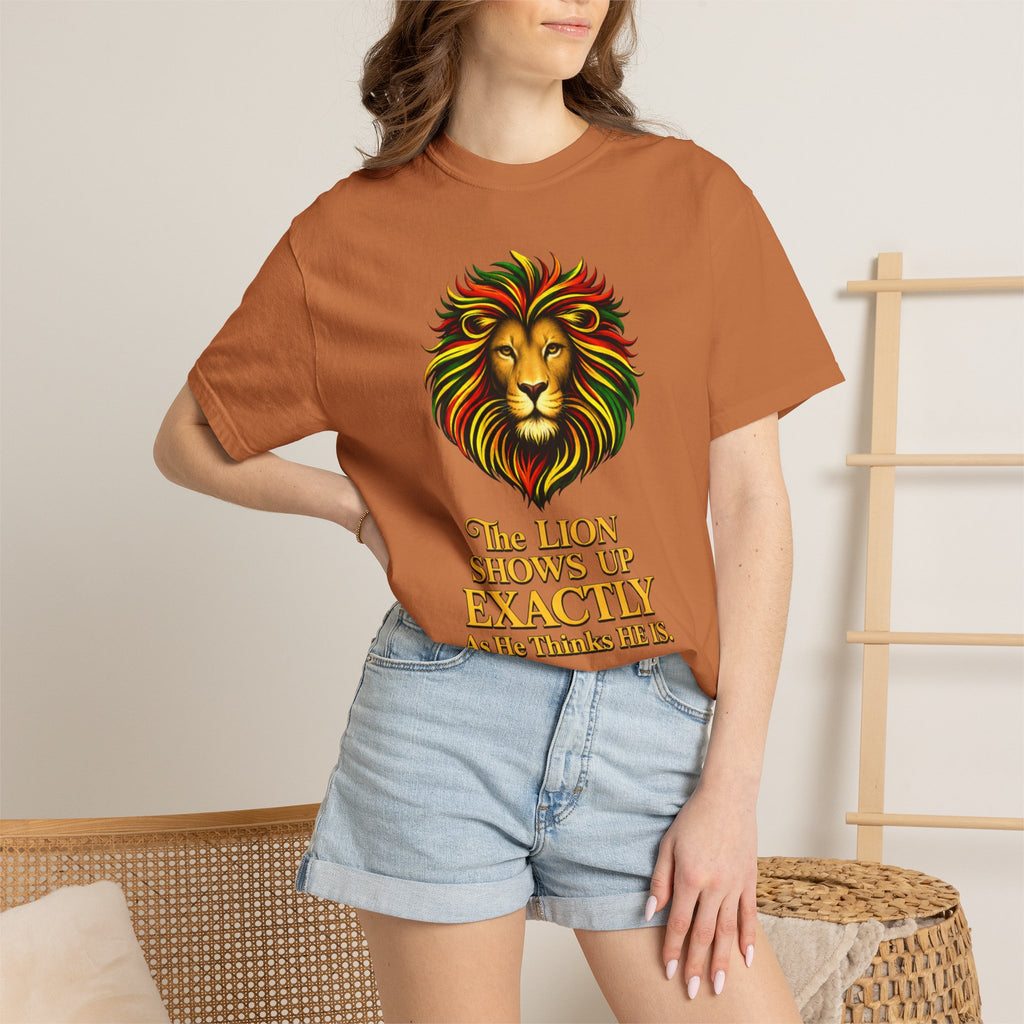 Lion T-Shirt — "The Lion Shows Up Exactly As He Thinks He Is" BLACK COLLECTION