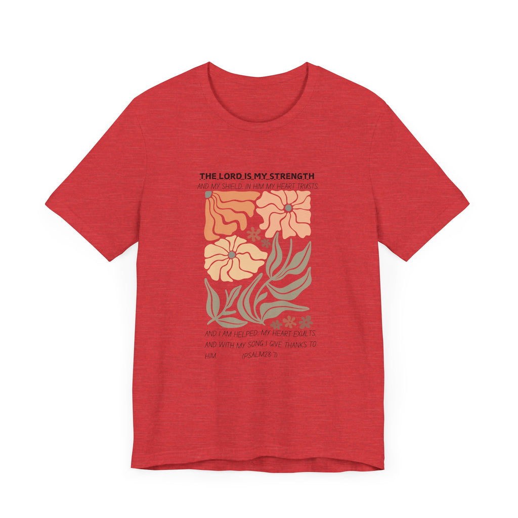 Boho Retro Flower T-shirt with Psalm 28:7 Tee