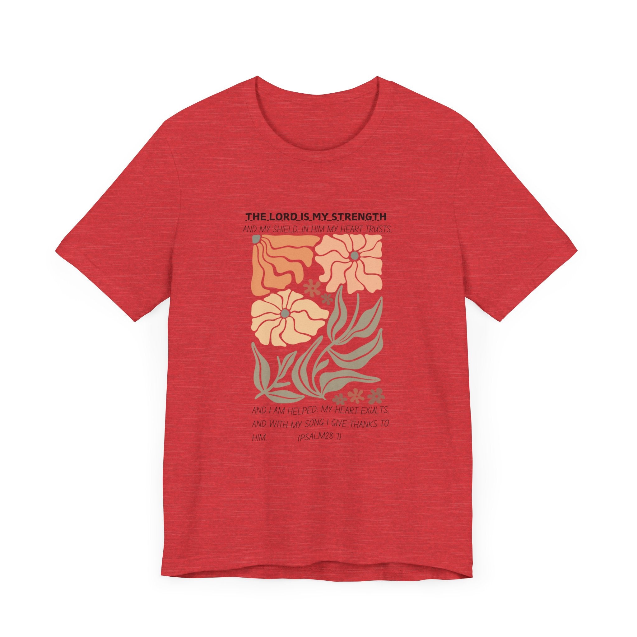 Boho Retro Flower T-shirt with Psalm 28:7 Tee