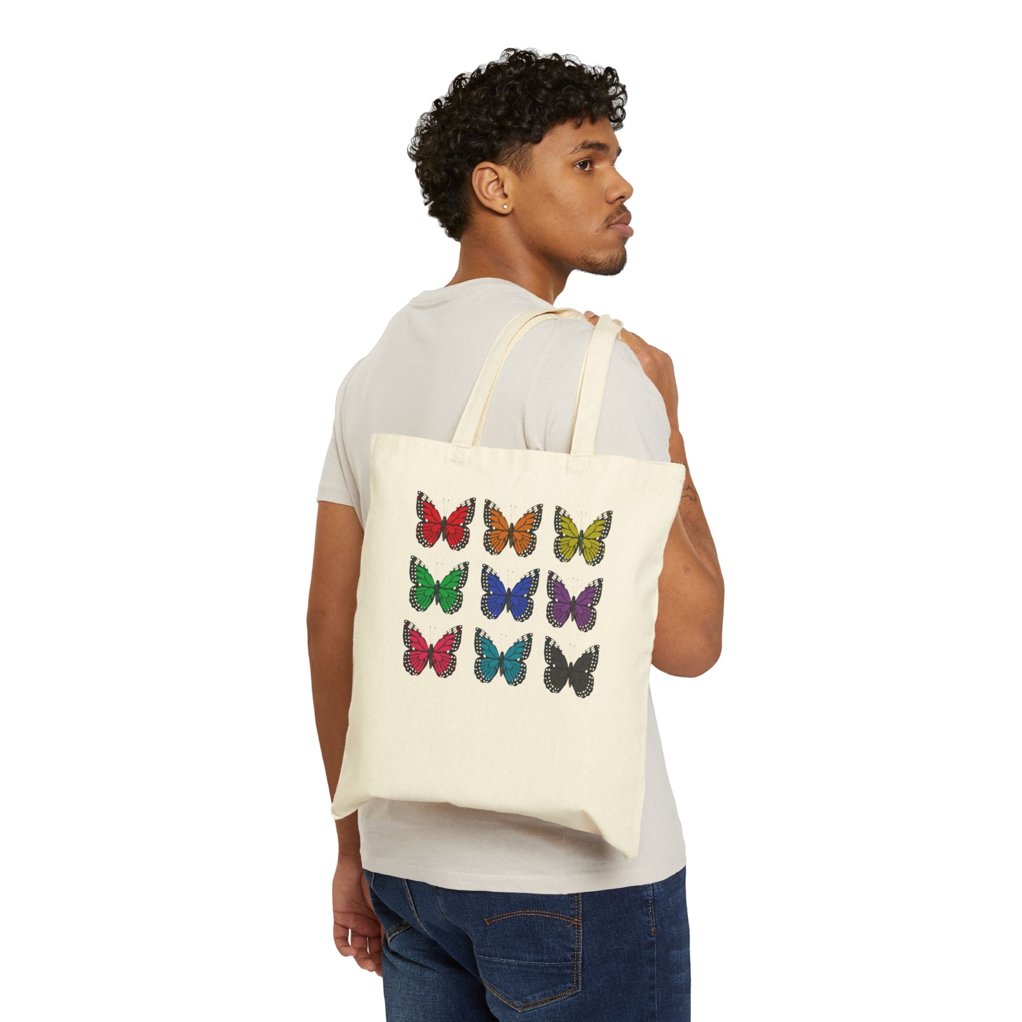 Butterfly Grid Canvas Tote