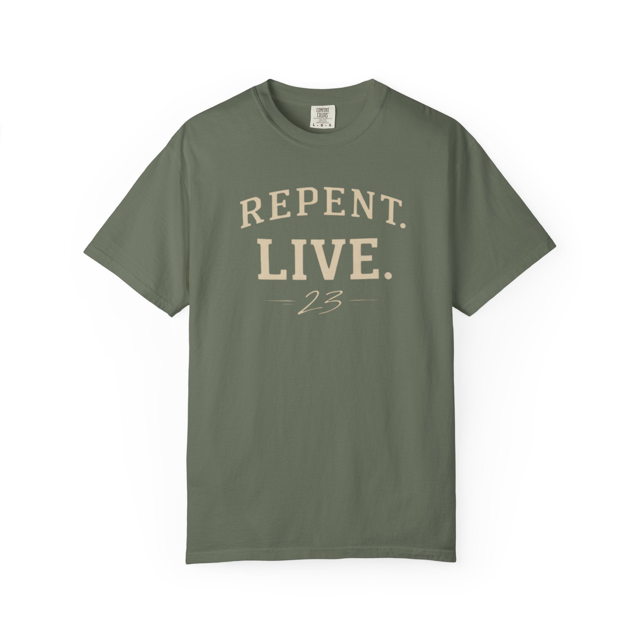 REPENT. LIVE. Faith T-Shirt — Bold Minimal Christian Tee