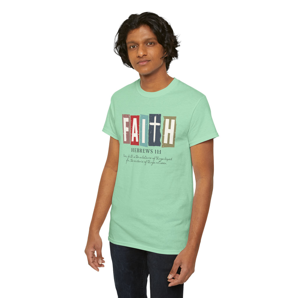 Funky Christian Tee - Colorful FAITH Design - Hebrews 11:1