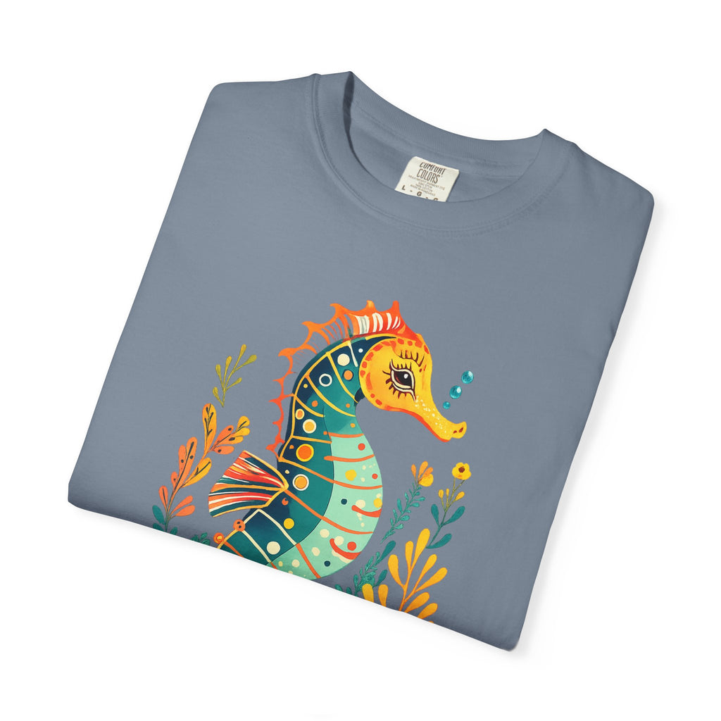 Seahorse Floral T-Shirt — Colorful Ocean Illustration Tee