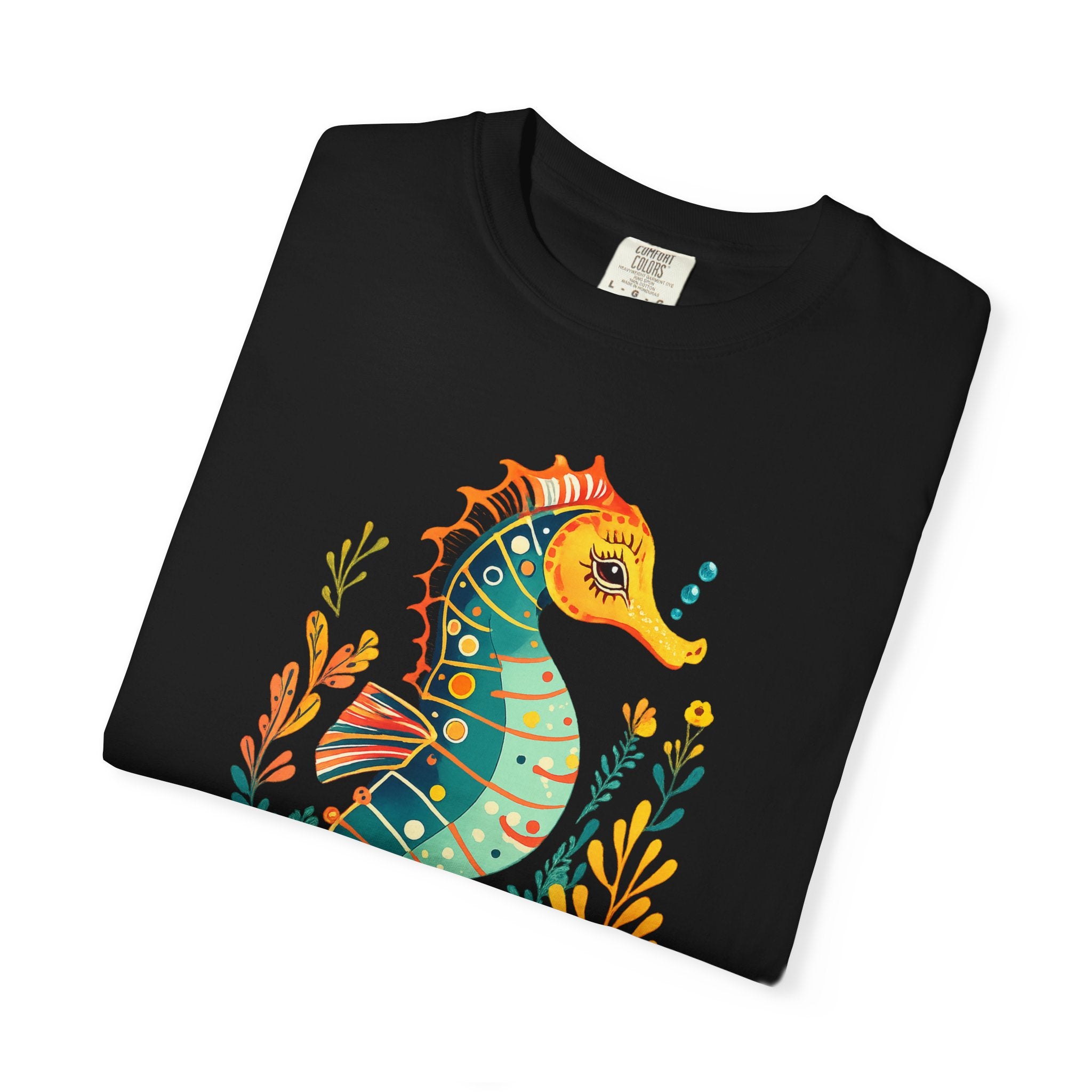 Seahorse Floral T-Shirt — Colorful Ocean Illustration Tee