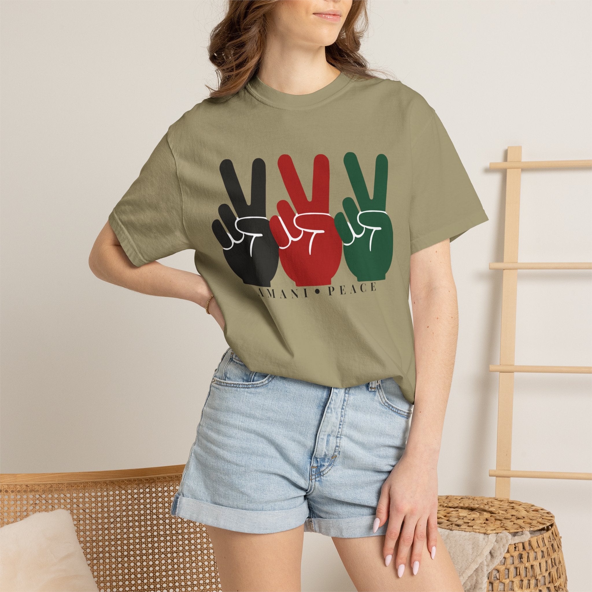 Peace Sign Trio T-Shirt — Black Red Green Retro Vibes